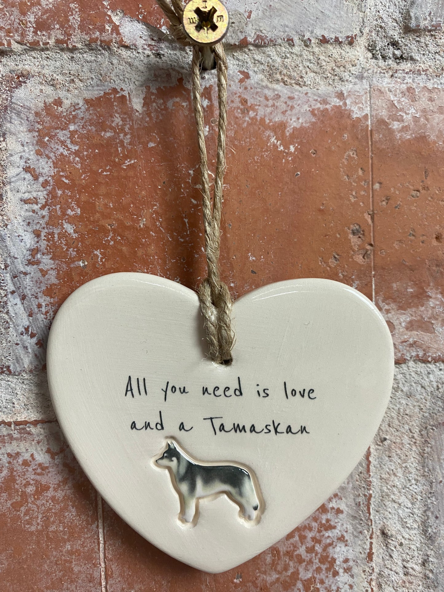 Tamaskan Ceramic Heart Ornament