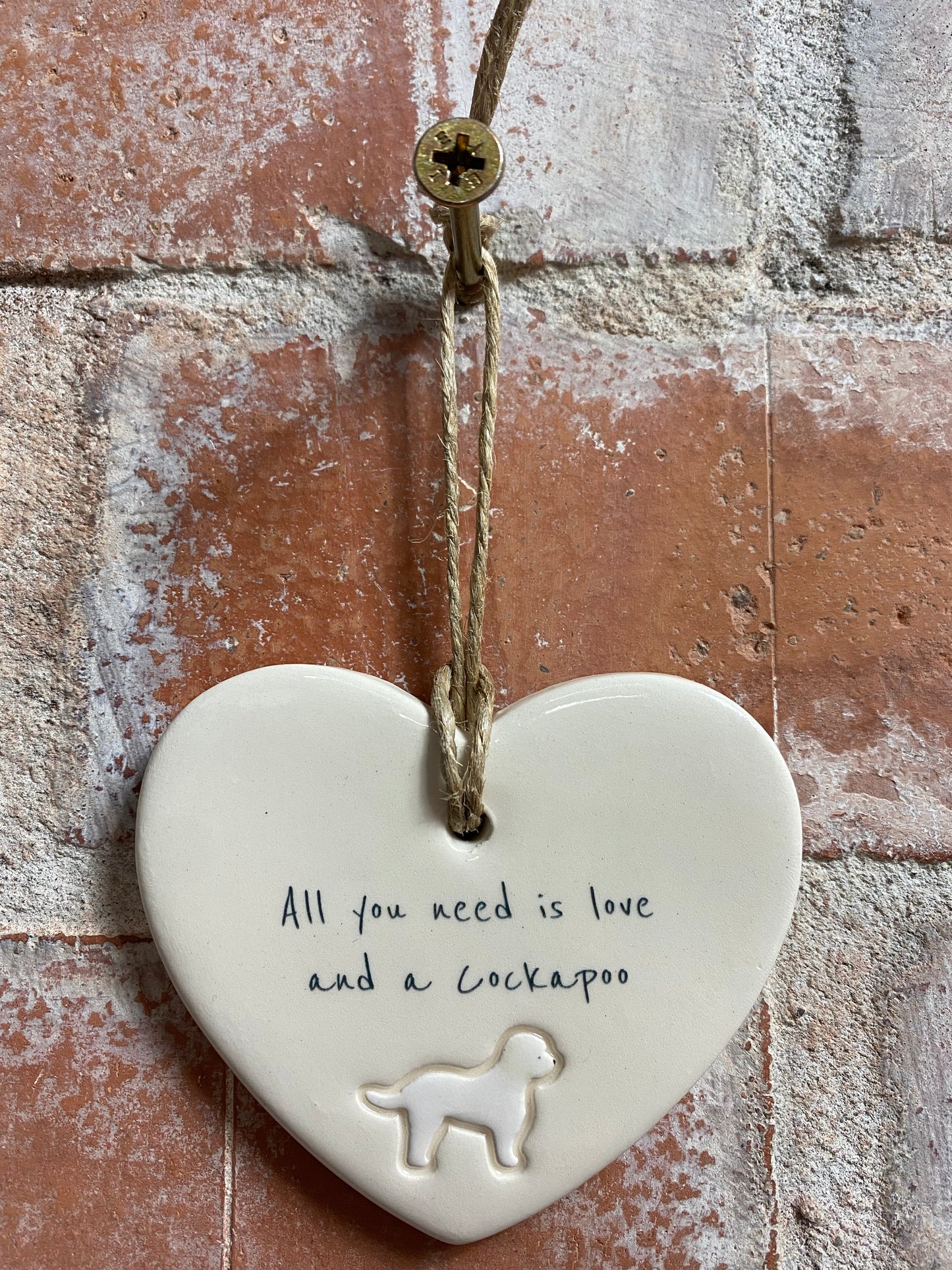 Cockapoo Ceramic Heart Ornament