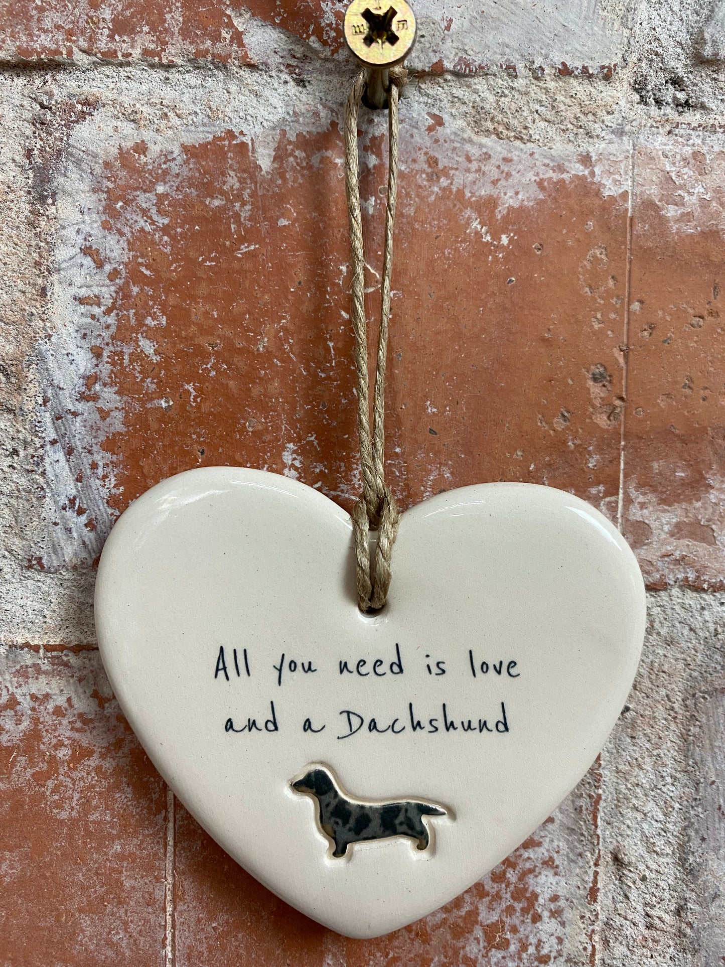 Dachshund Ceramic Heart Ornament