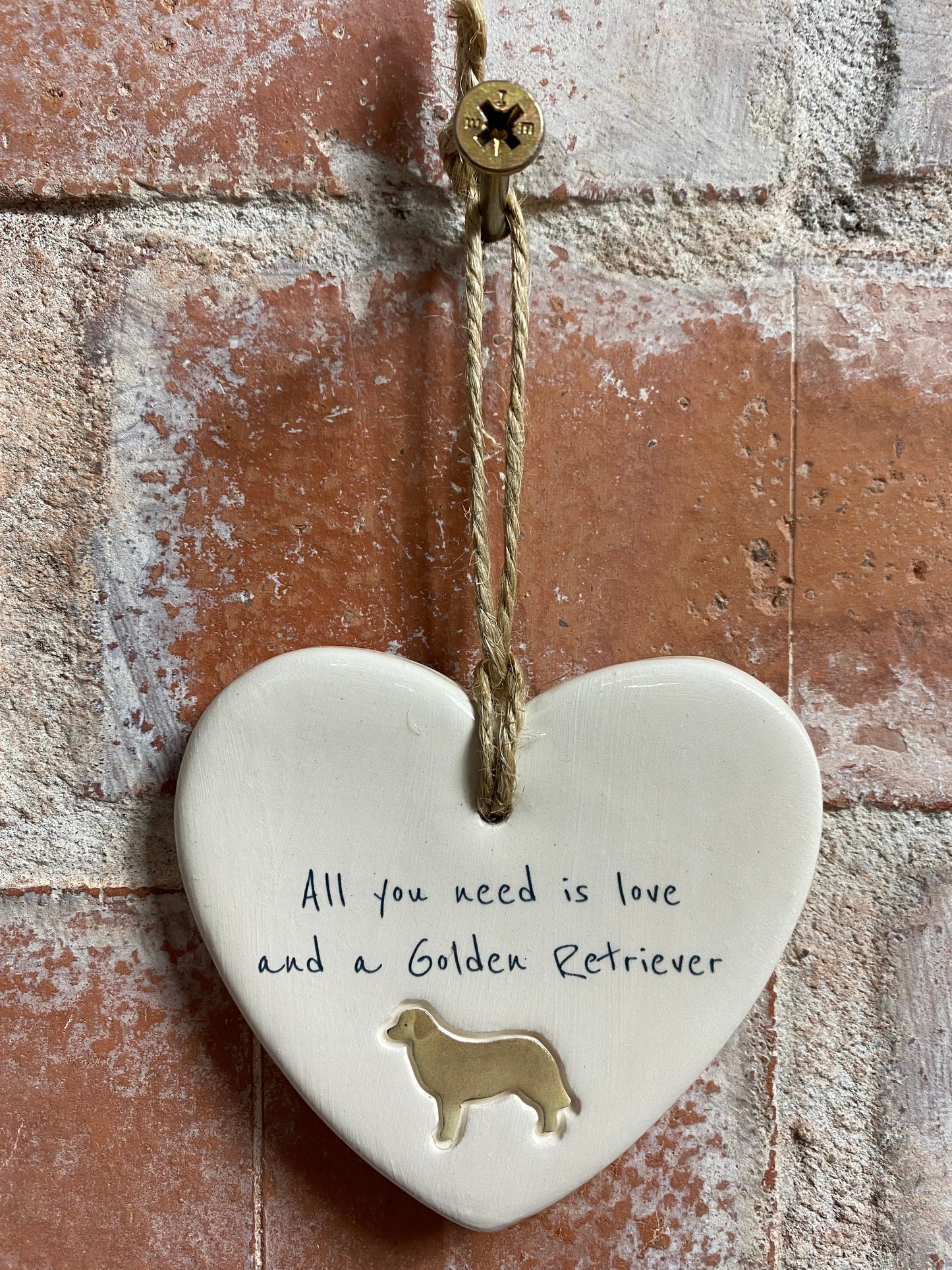 Golden Retriever Ceramic Heart Ornament