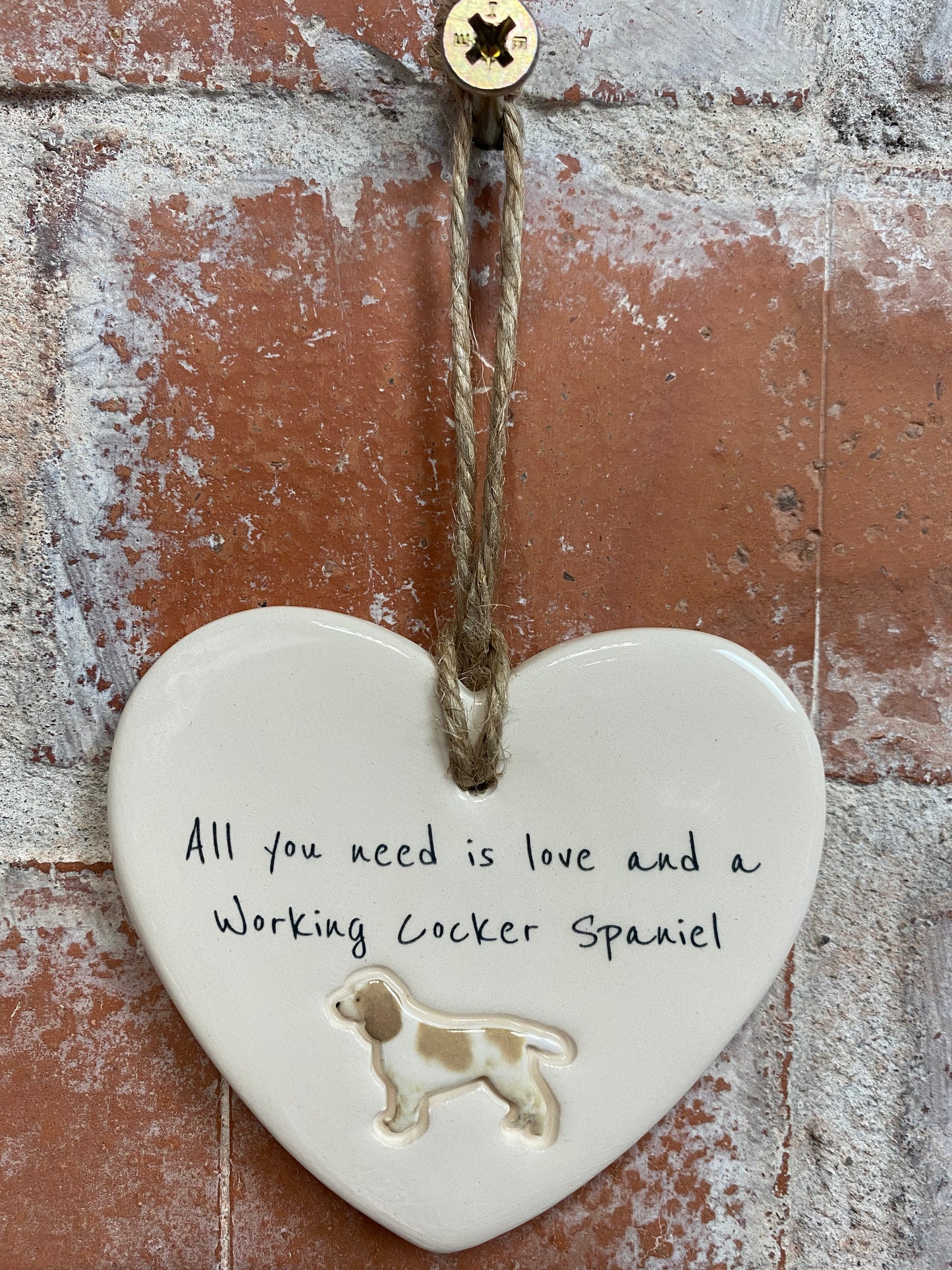 Working Cocker Spaniel Ceramic Heart Ornament
