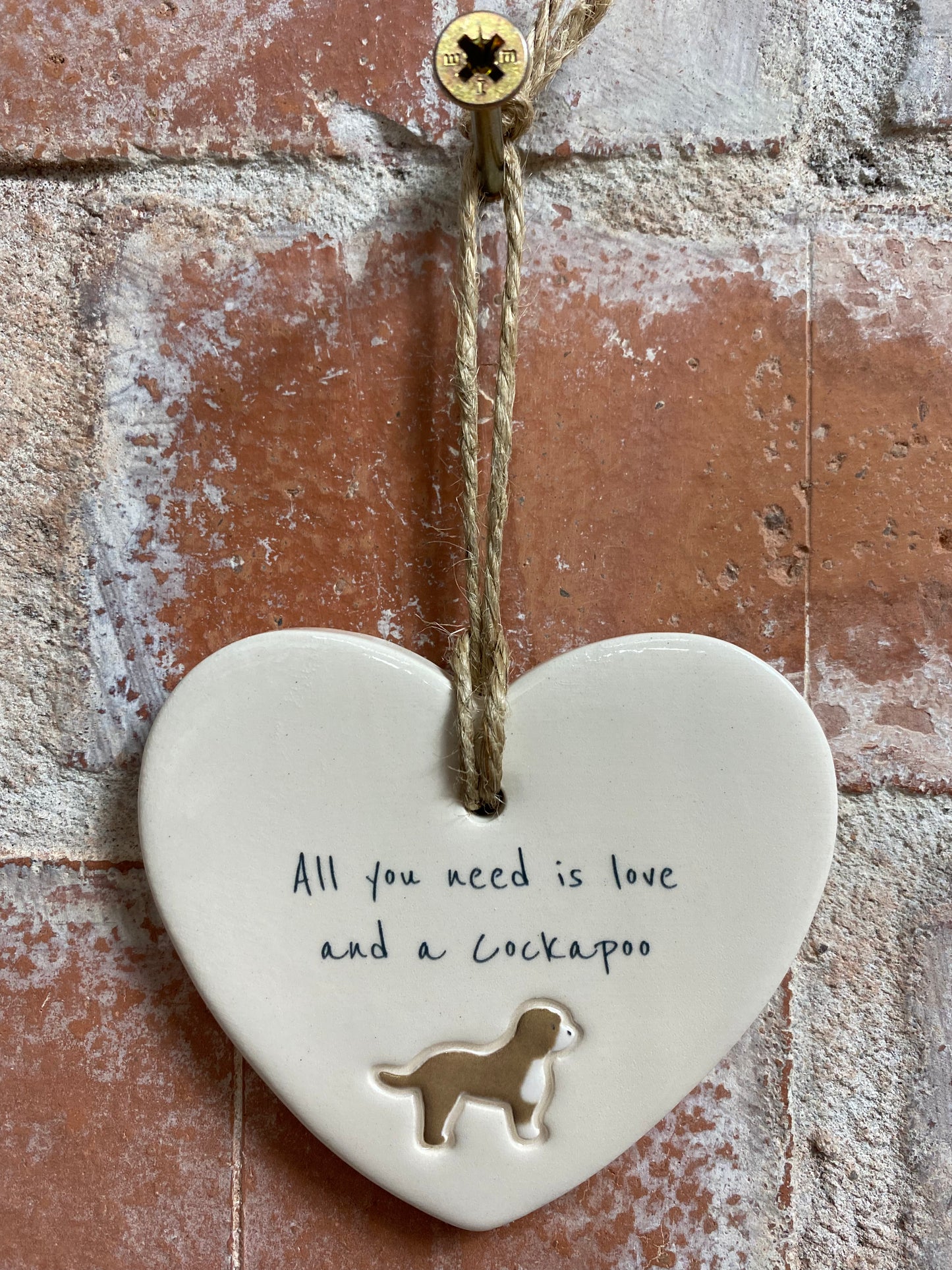 Cockapoo Ceramic Heart Ornament