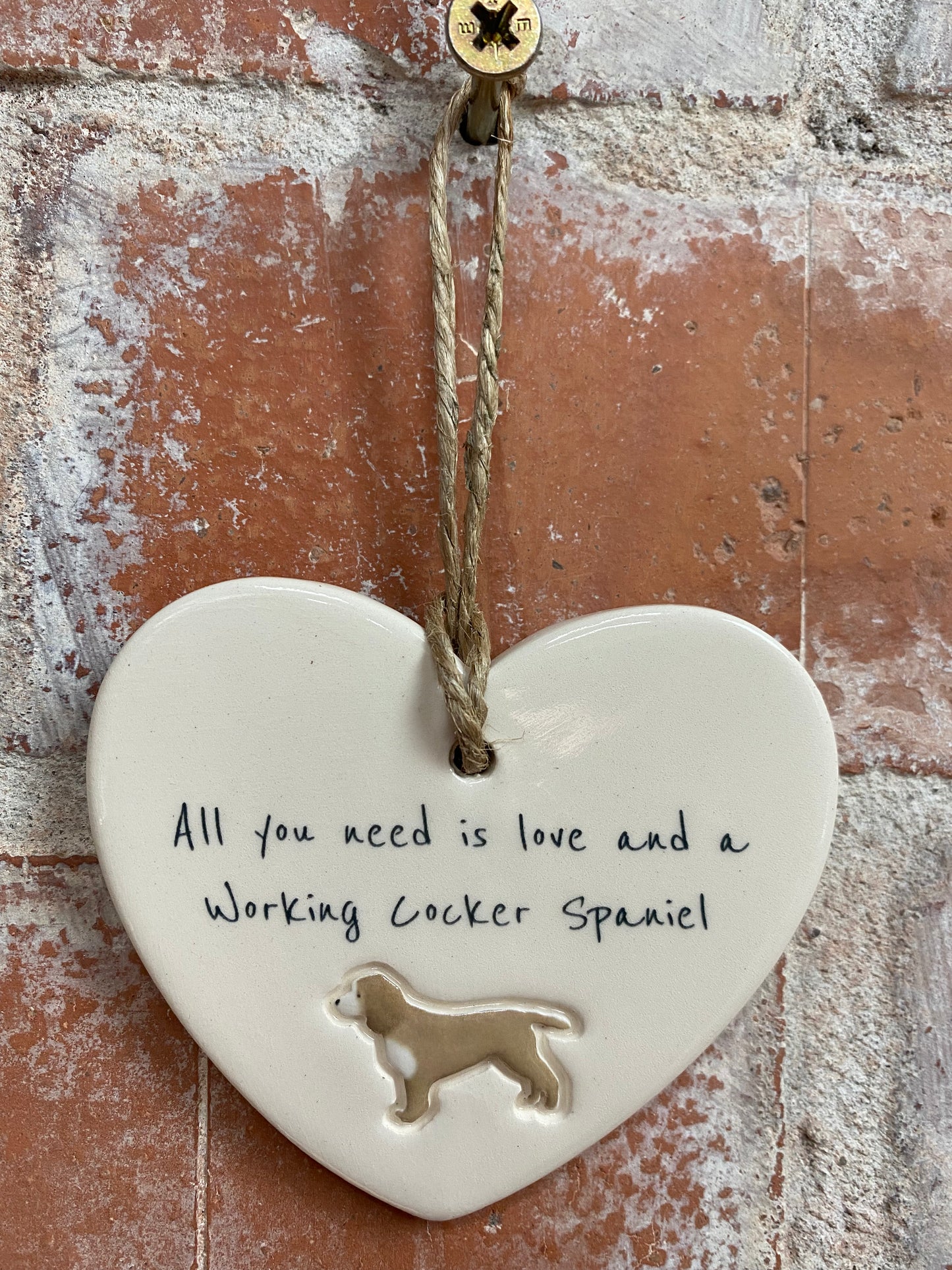 Working Cocker Spaniel Ceramic Heart Ornament