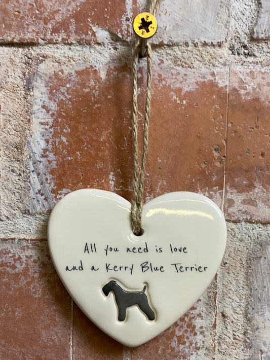 Kerry Blue Terrier Ceramic Heart Ornament