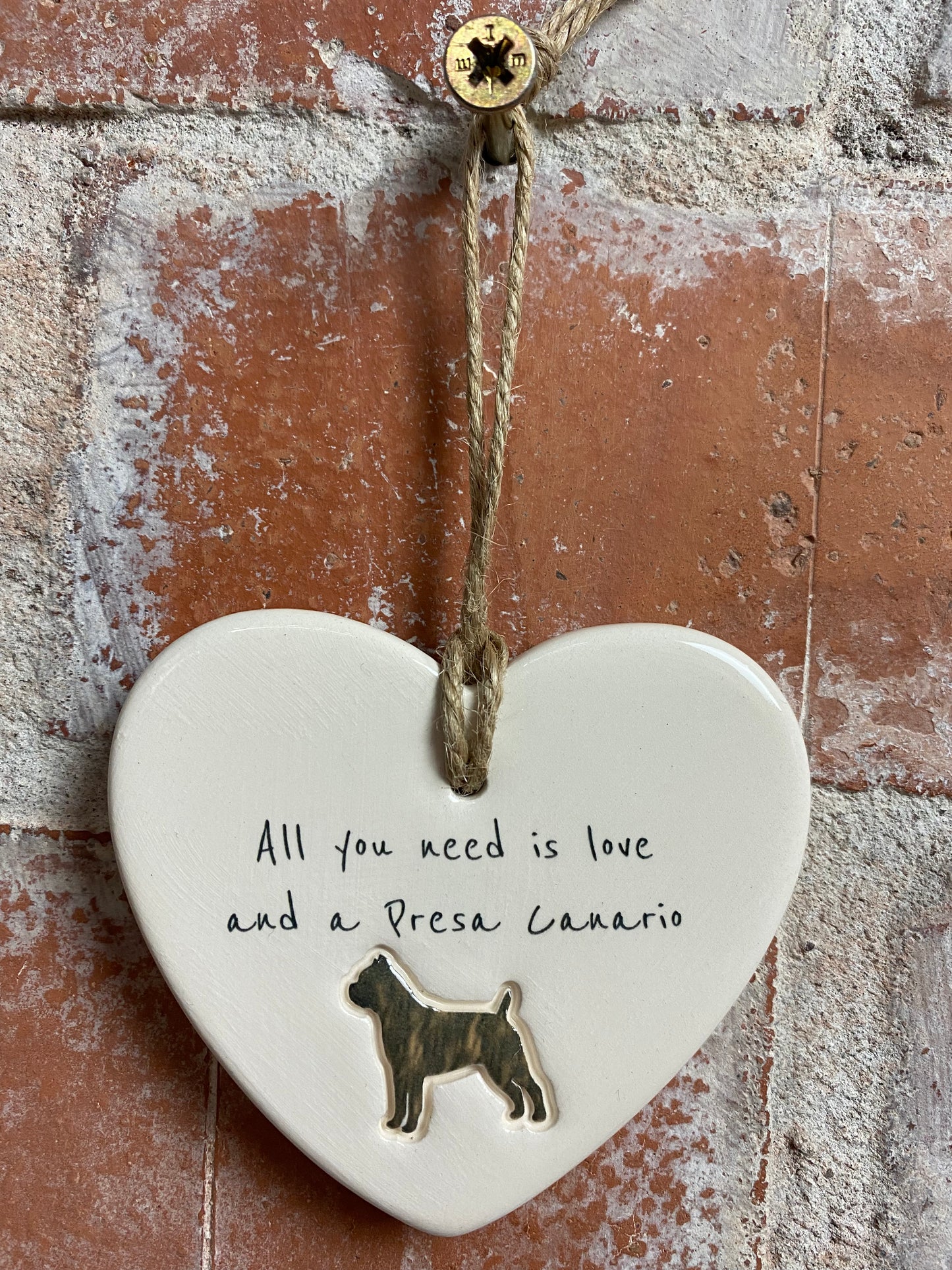 Presa Canario Ceramic Heart Ornament