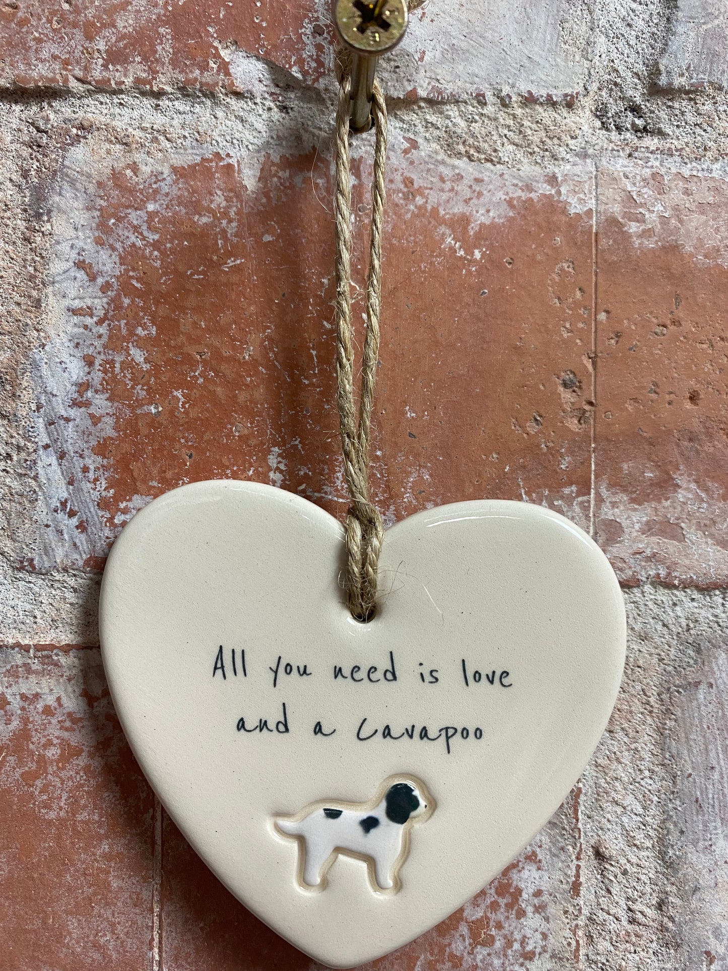 Cavapoo Ceramic Heart Ornament