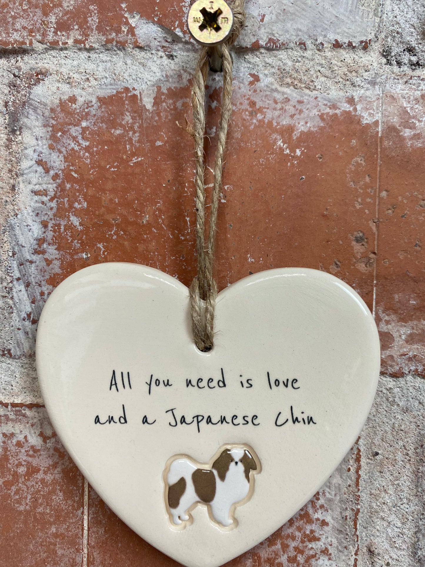 Japanese Chin Ceramic Heart Ornament