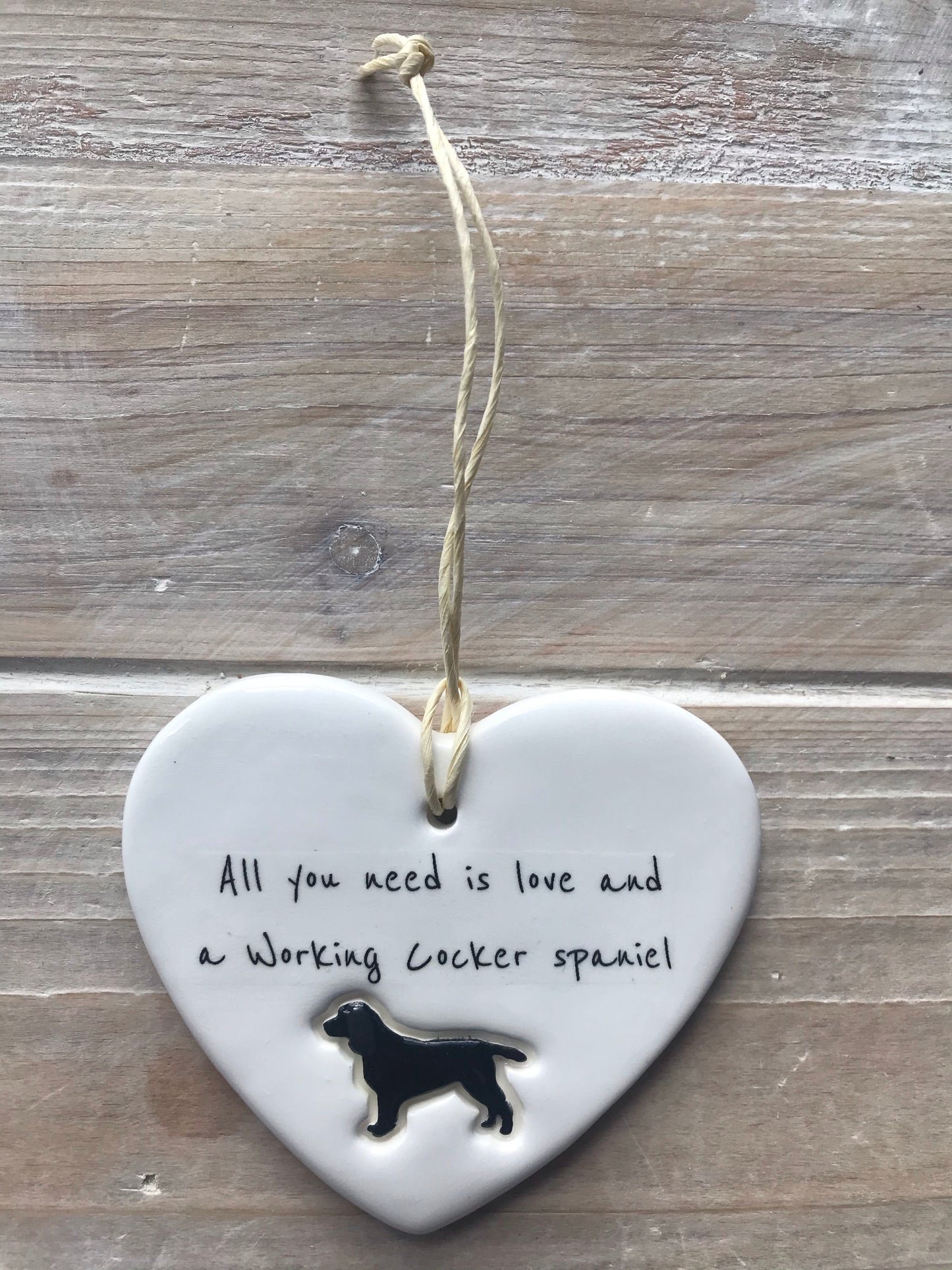 Working Cocker Spaniel Ceramic Heart Ornament