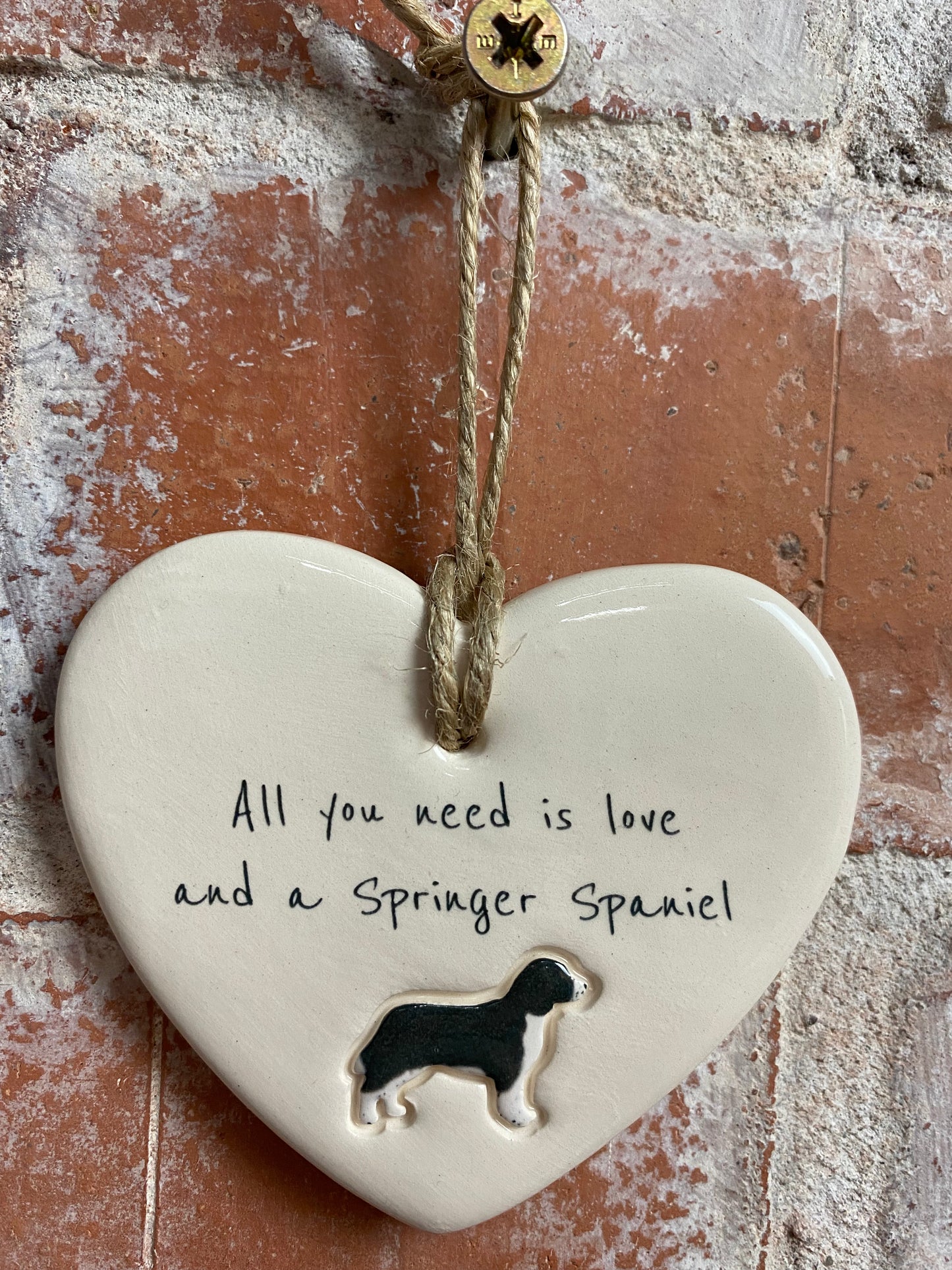 Springer Spaniel Ceramic Heart Ornament