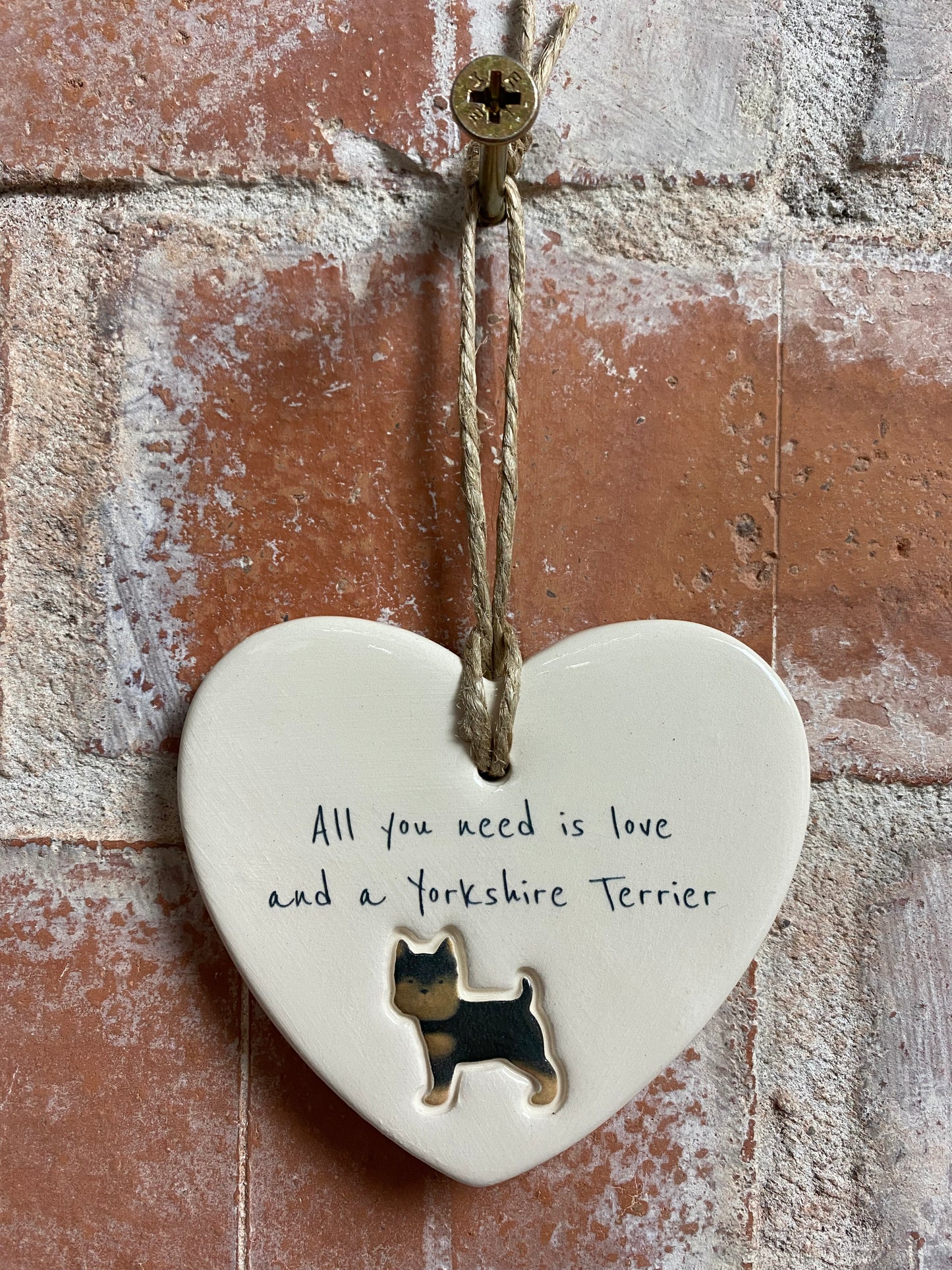 Yorkshire Terrier Ceramic Heart Ornament