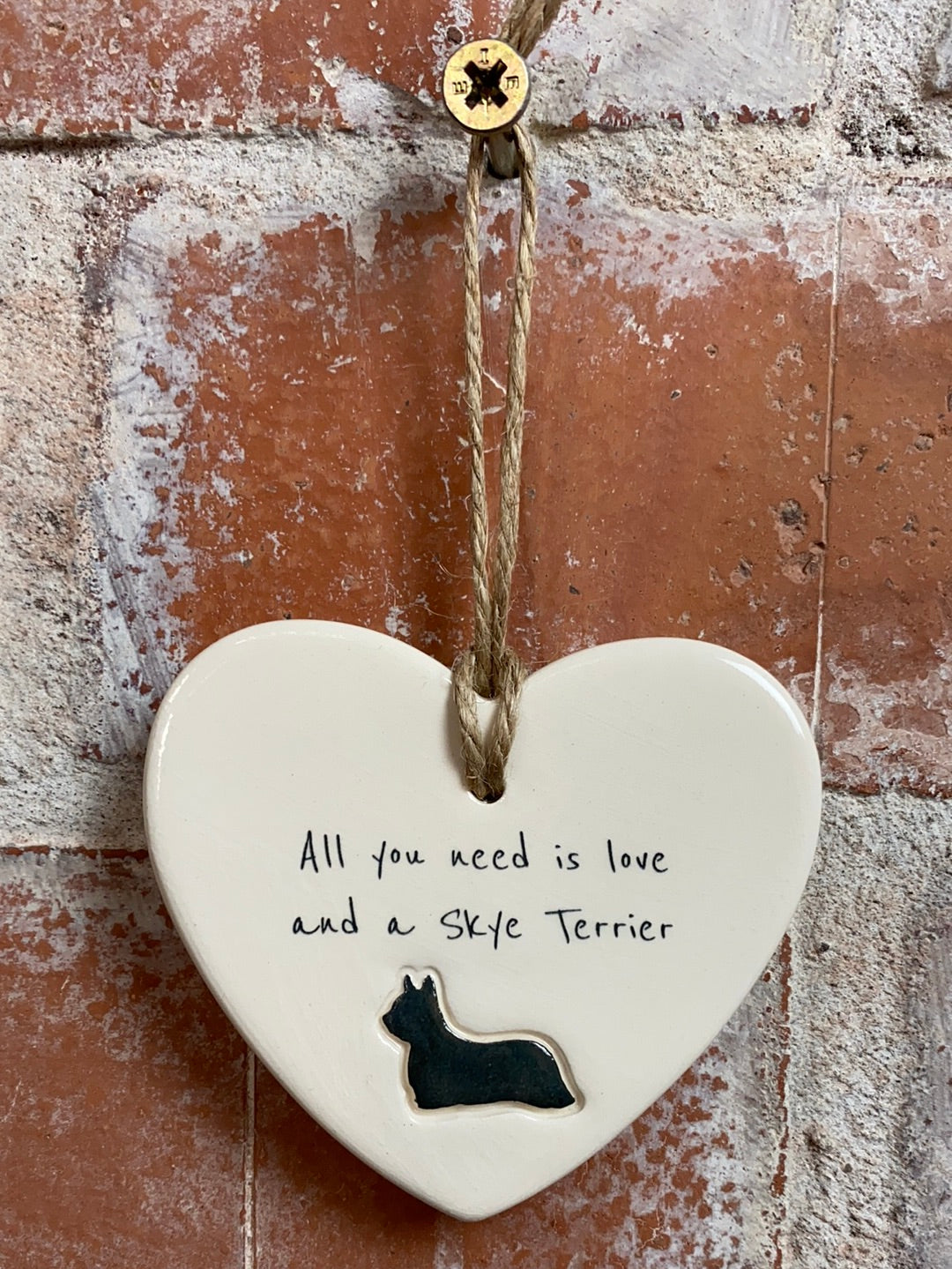 Skye Terrier Ceramic Heart Ornament