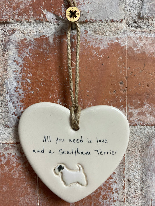 Sealyham Terrier Ceramic Heart Ornament