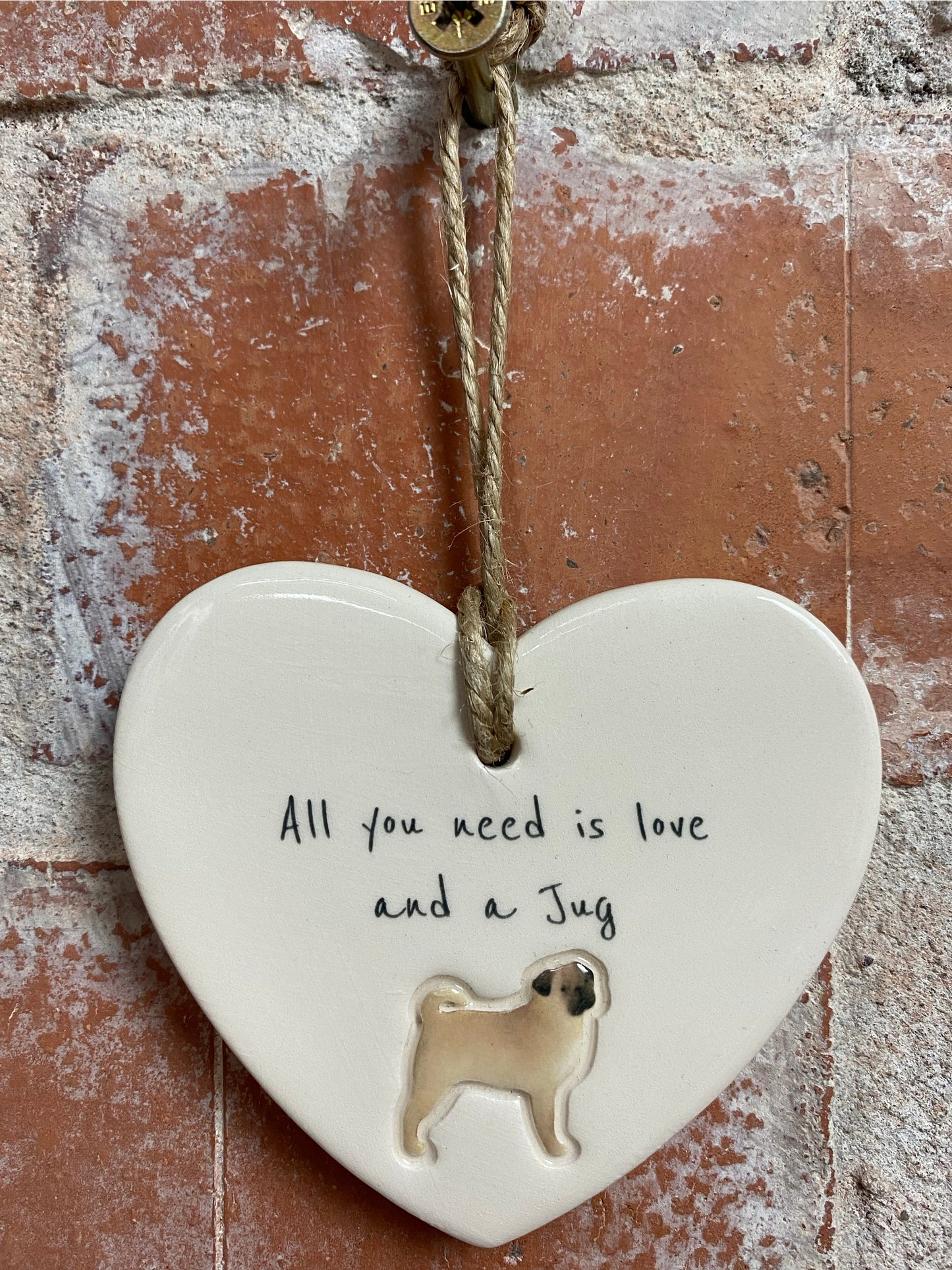 Jug Ceramic Heart Ornament