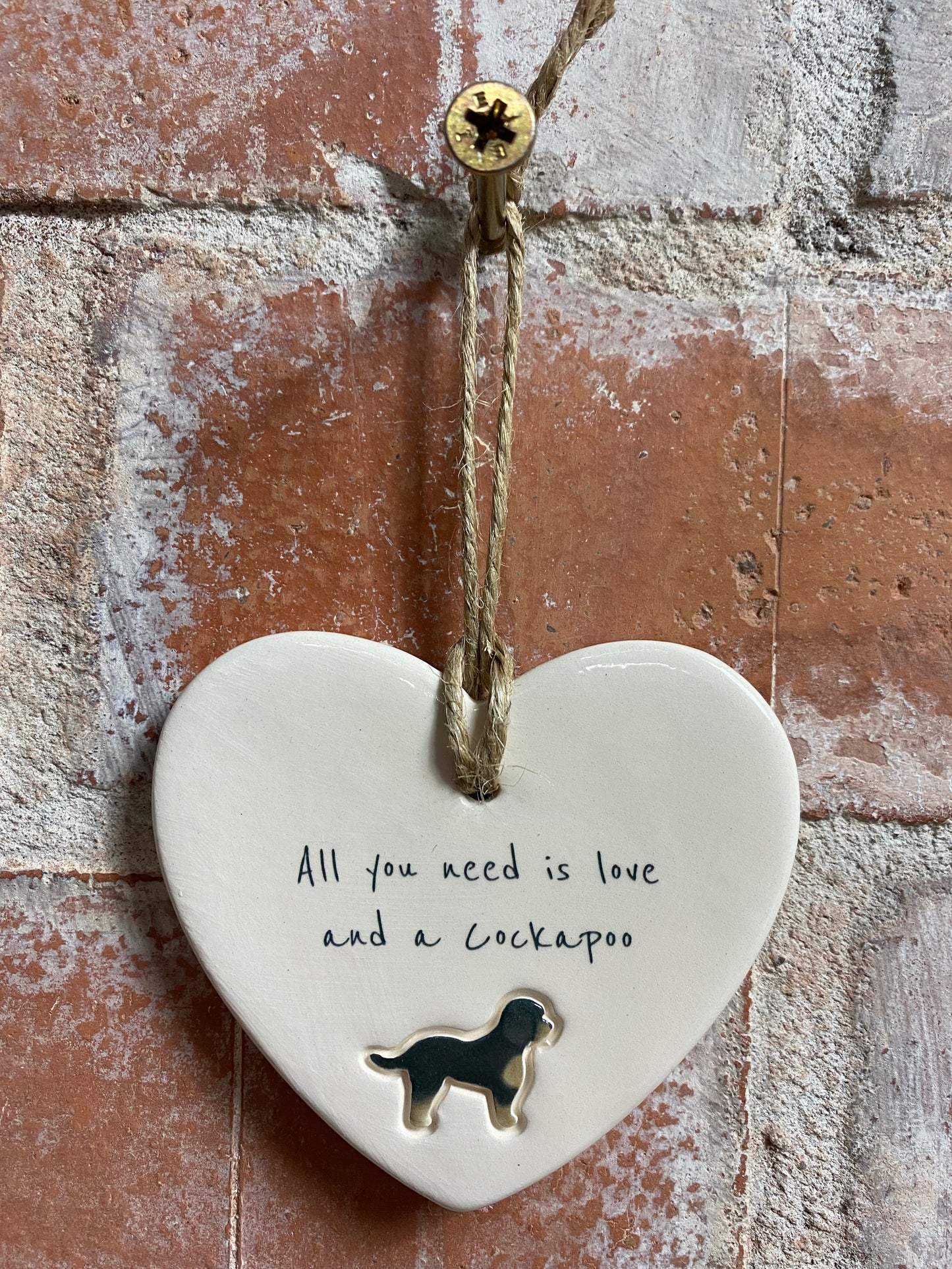 Cockapoo Ceramic Heart Ornament