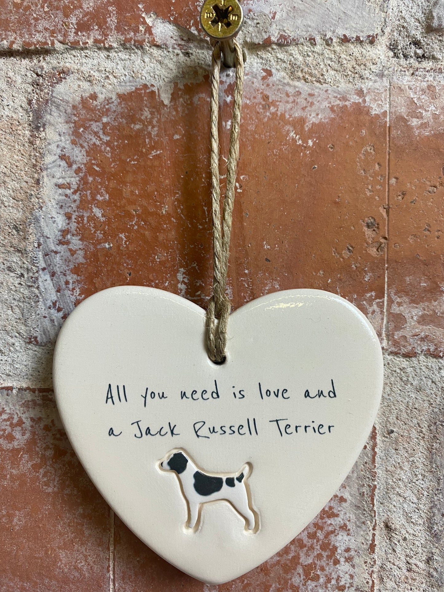 Jack Russell Terrier Ceramic Heart Ornament