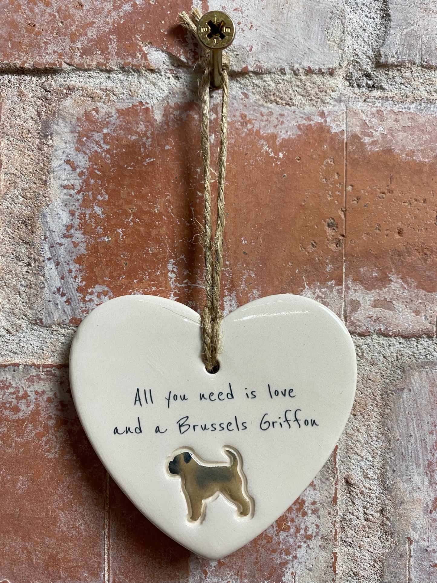 Brussels Griffon Ceramic Heart Ornament