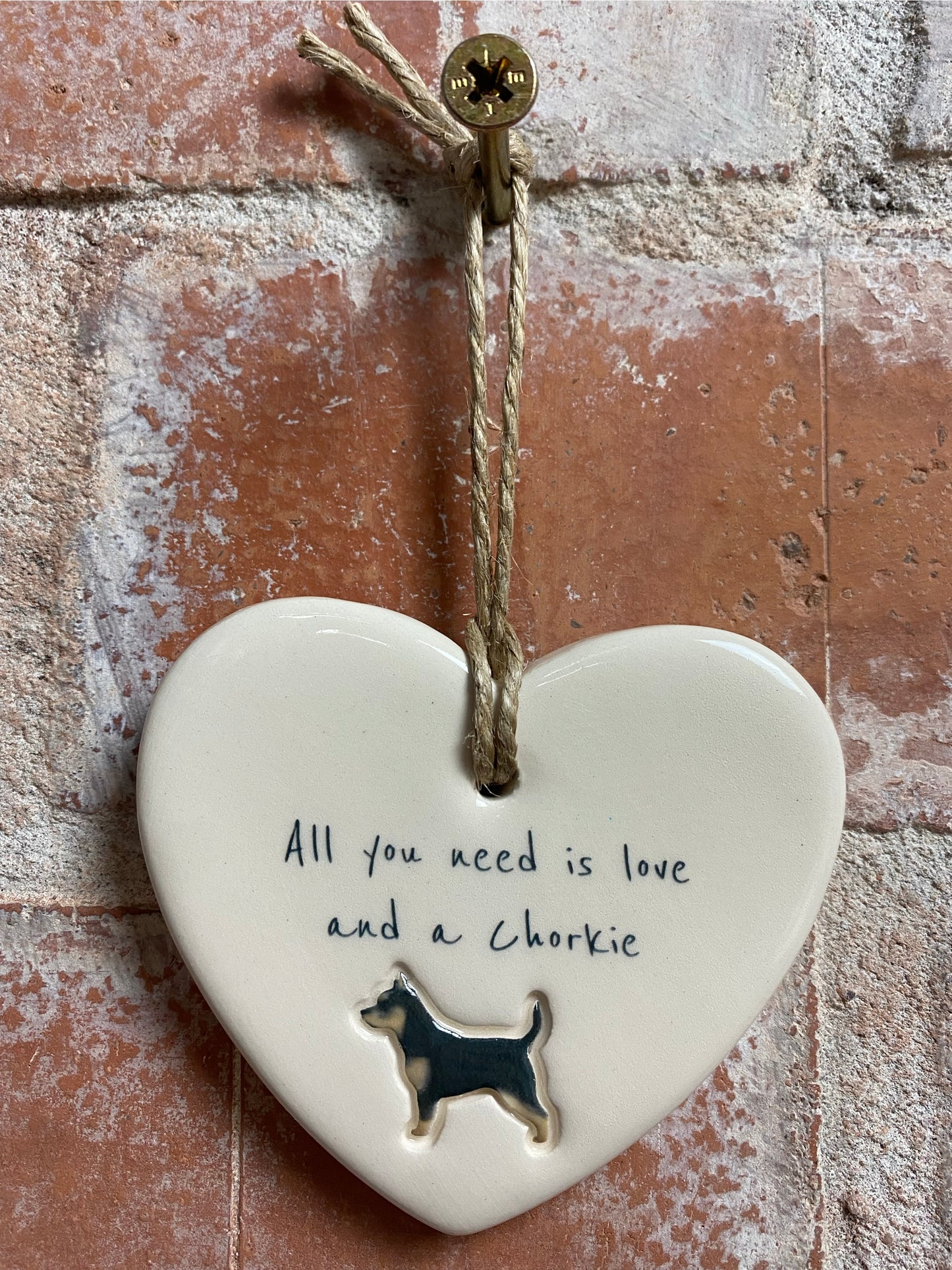 Chorkie Ceramic Heart Ornament
