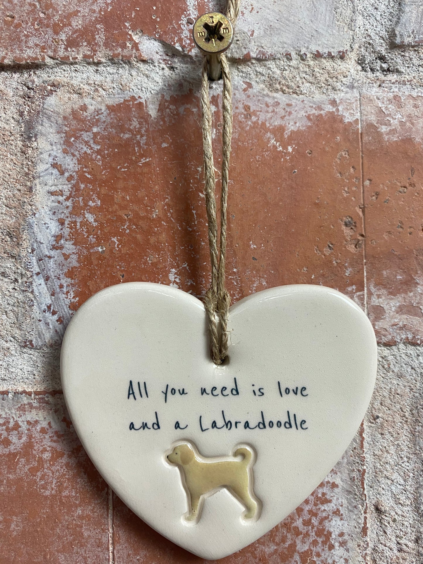 Labradoodle Ceramic Heart Ornament