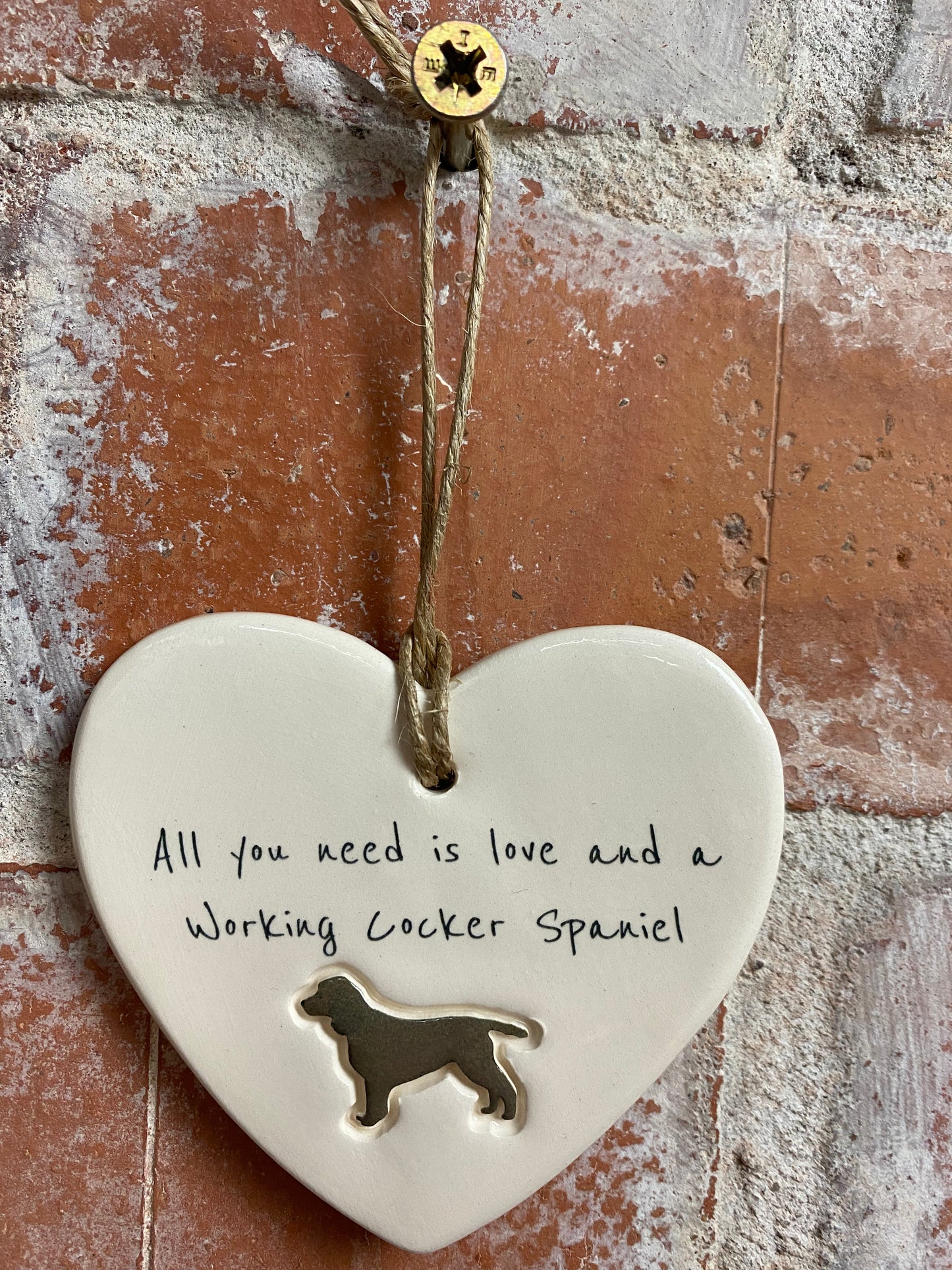 Working Cocker Spaniel Ceramic Heart Ornament