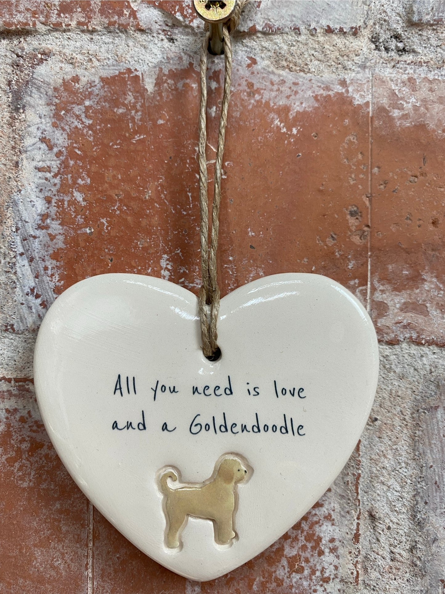 Goldendoodle Ceramic Heart Ornament