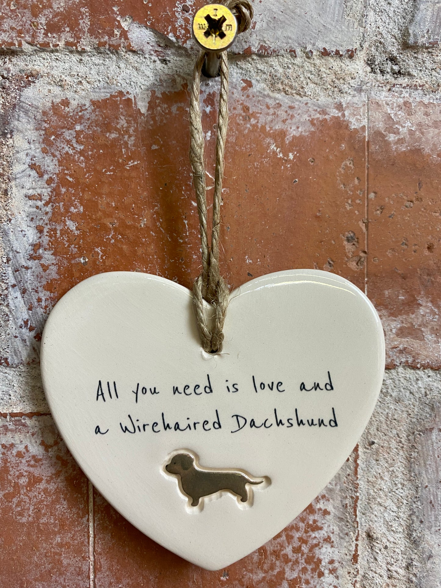 Wirehaired Dachshund Ceramic Heart Ornament