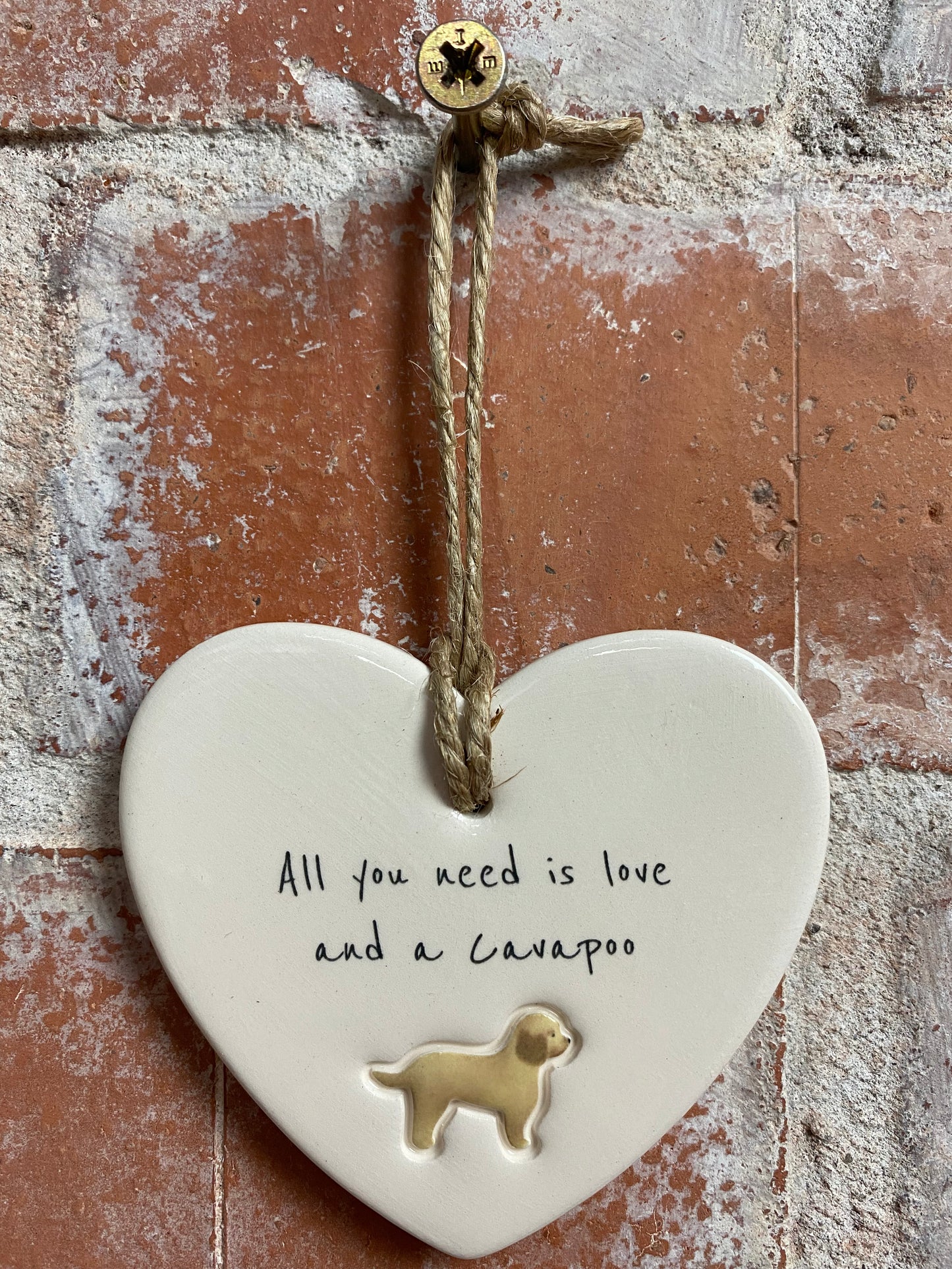 Cavapoo Ceramic Heart Ornament