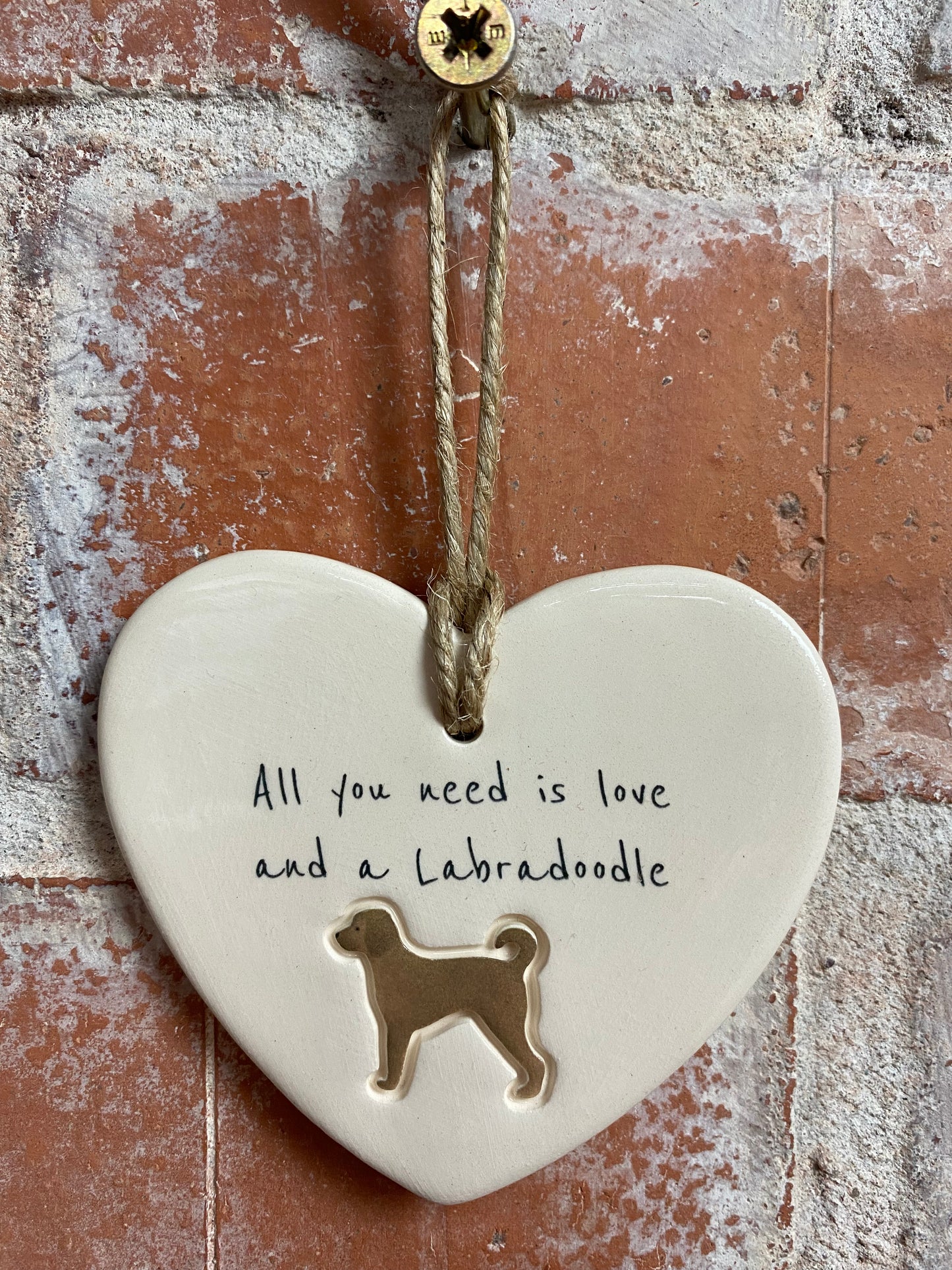 Labradoodle Ceramic Heart Ornament