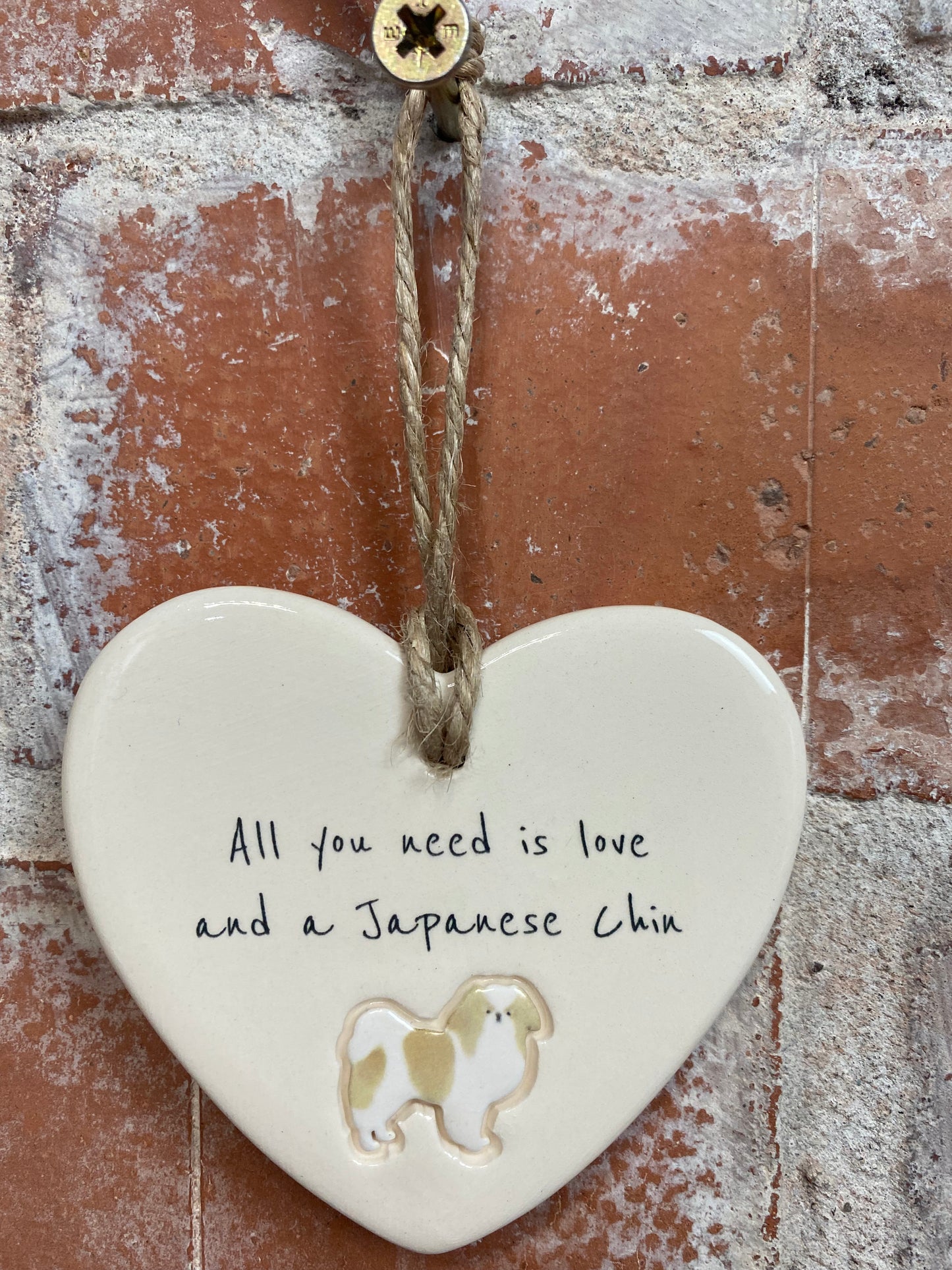 Japanese Chin Ceramic Heart Ornament