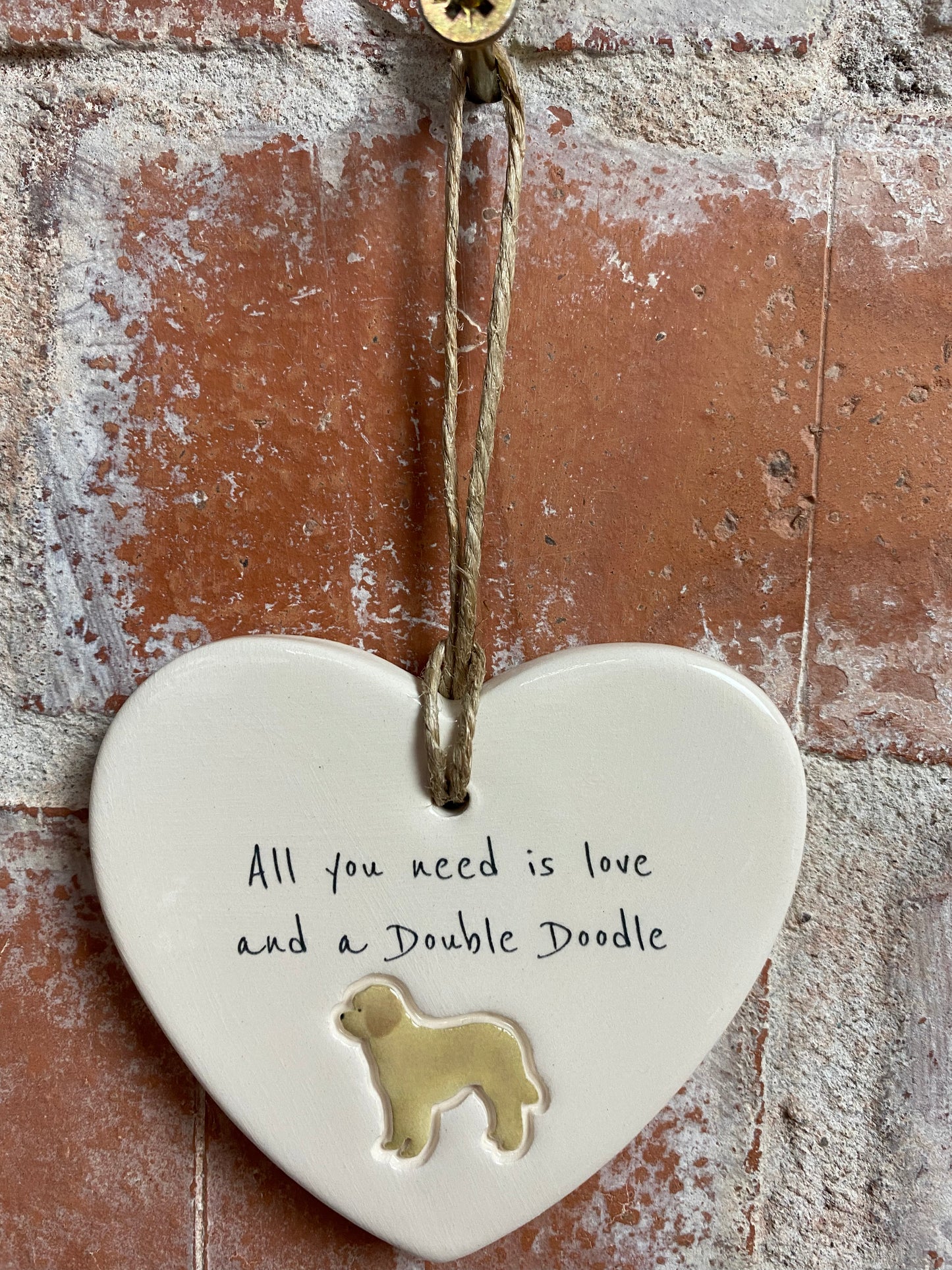 Double Doodle Ceramic Heart Ornament