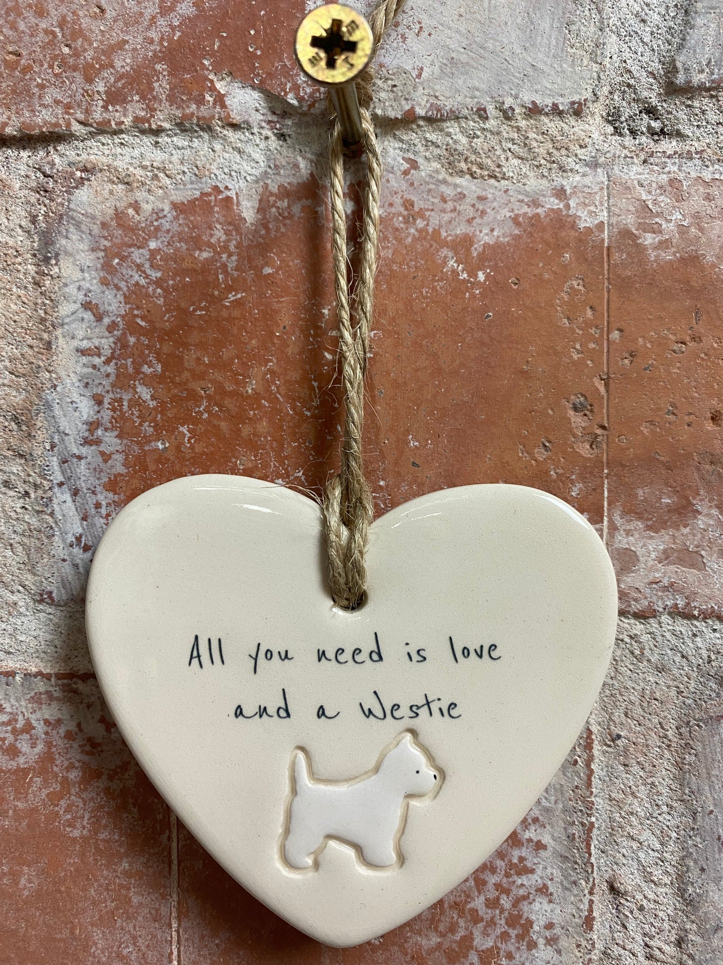 Westie Ceramic Heart Ornament