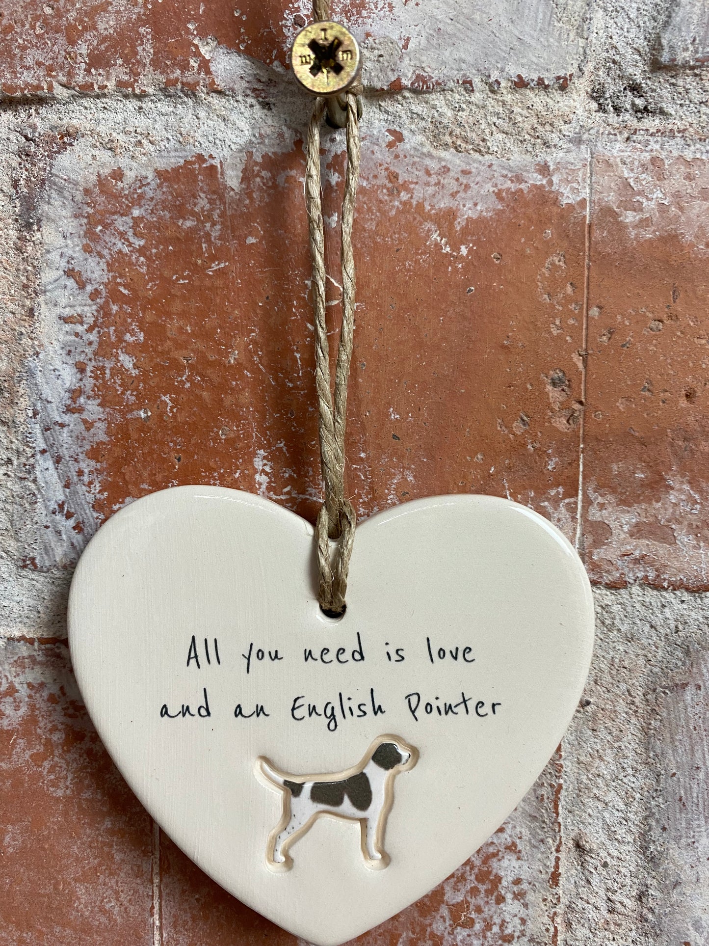 English Pointer Ceramic Heart Ornament