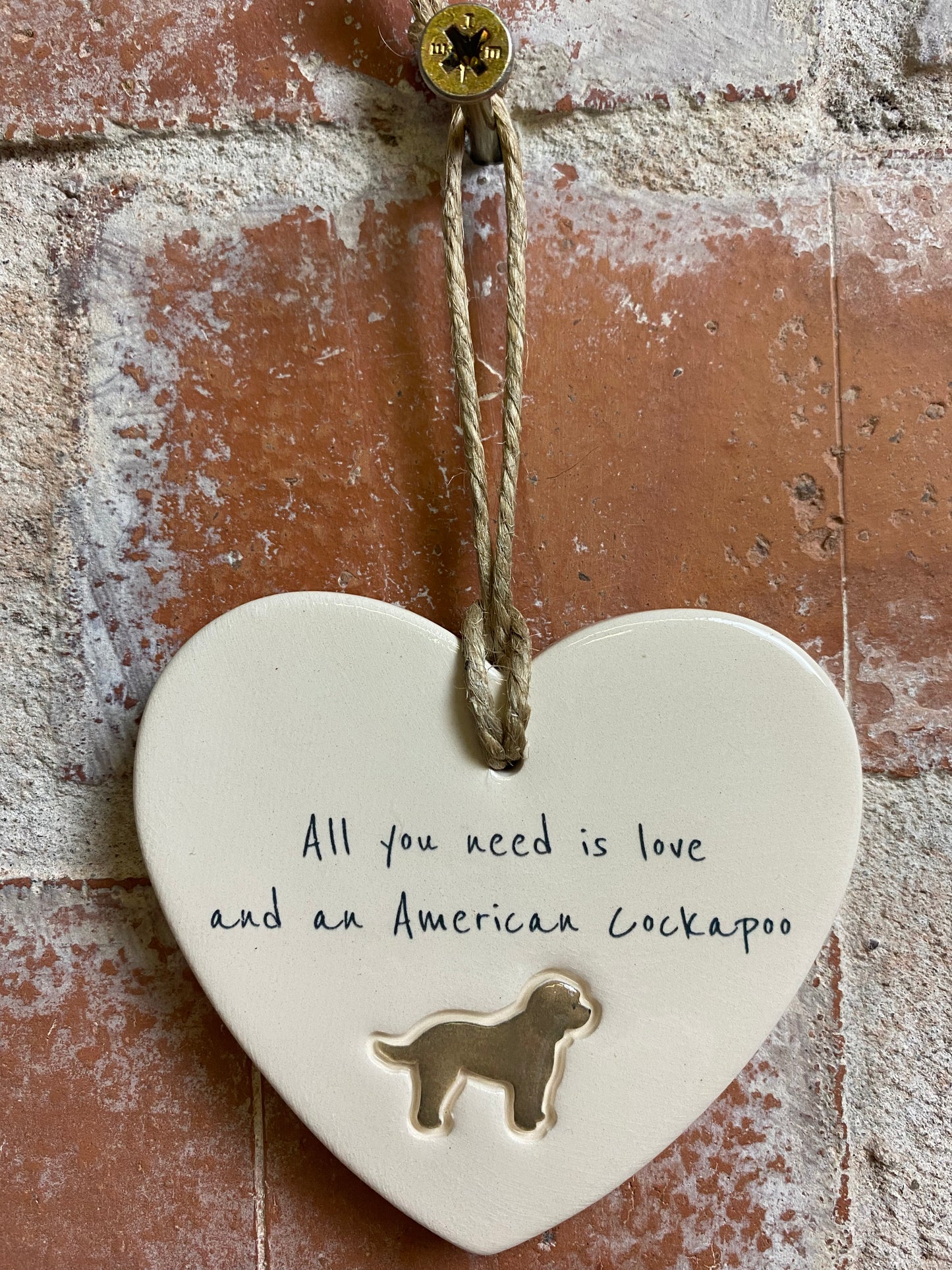 American Cockapoo Ceramic Heart Ornament