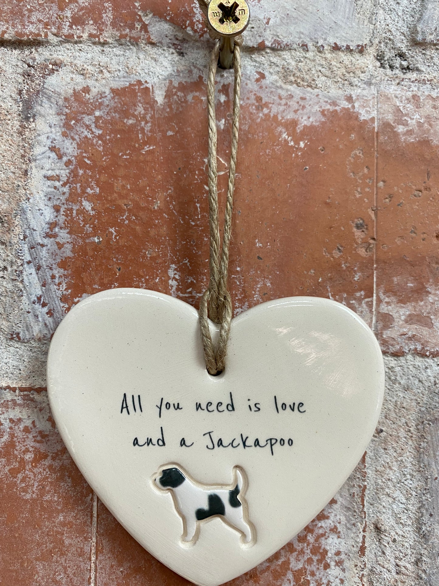 Jackapoo Ceramic Heart Ornament