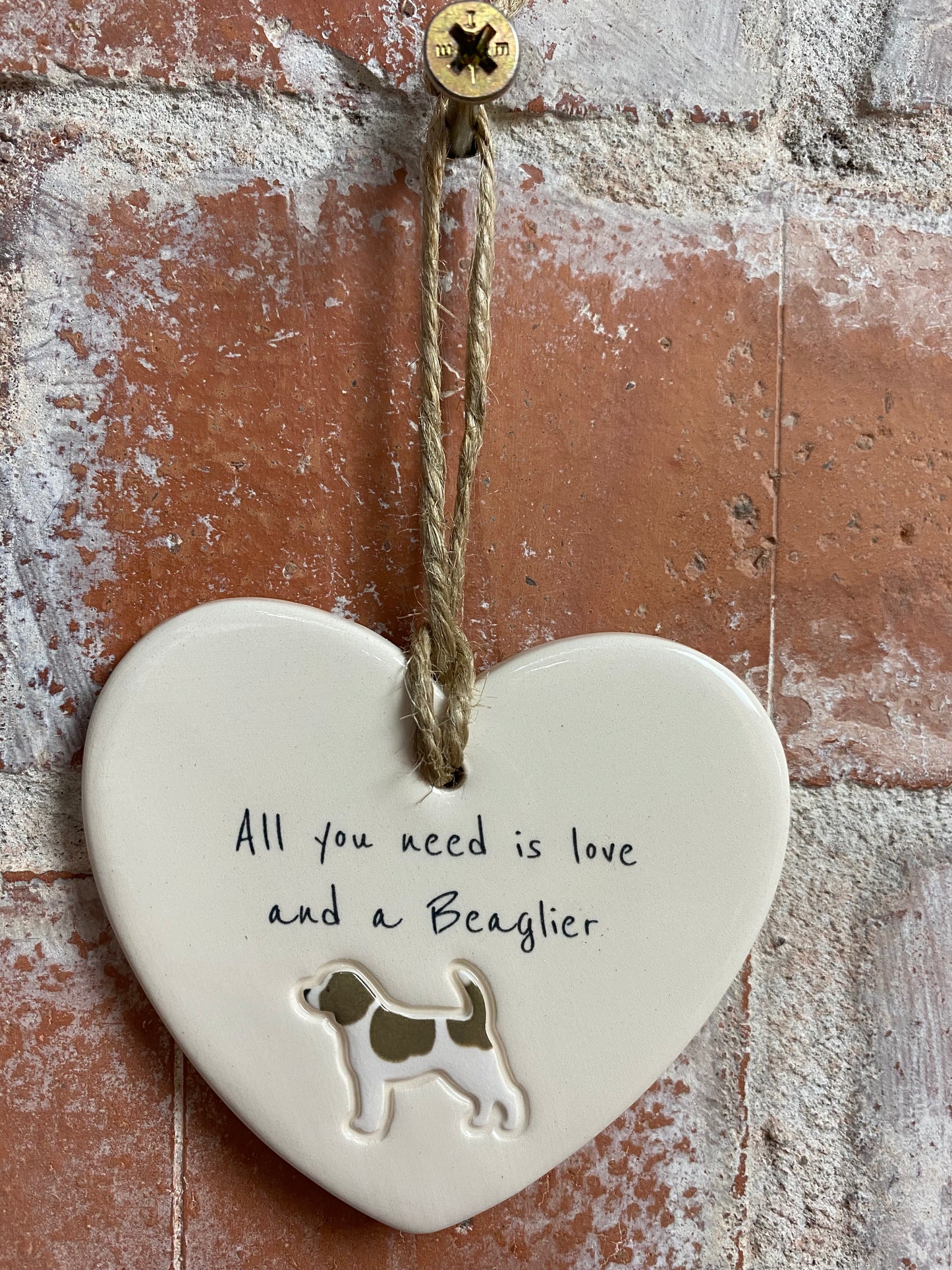 Beaglier Ceramic Heart Ornament