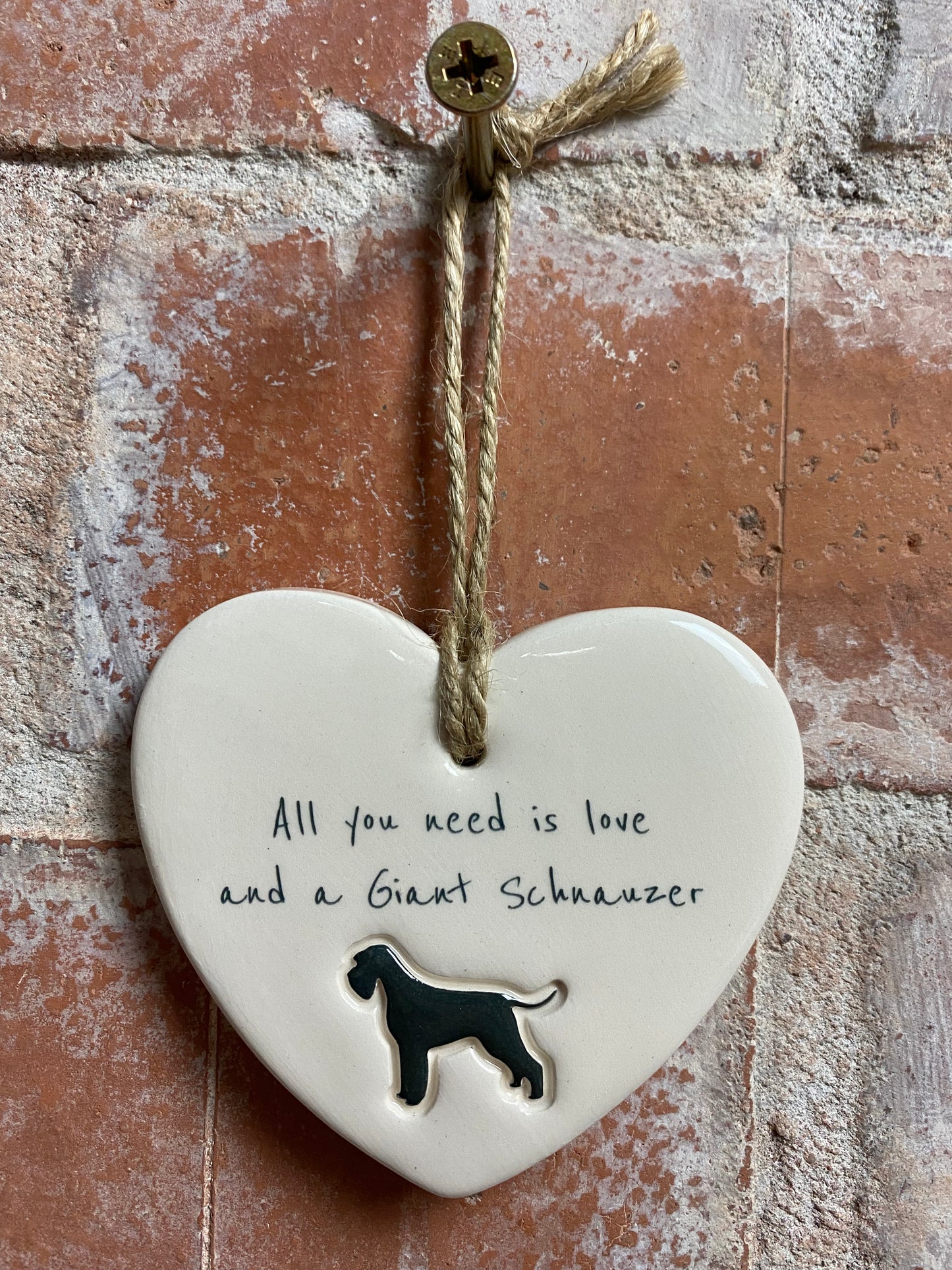 Giant Schnauzer Ceramic Heart Ornament