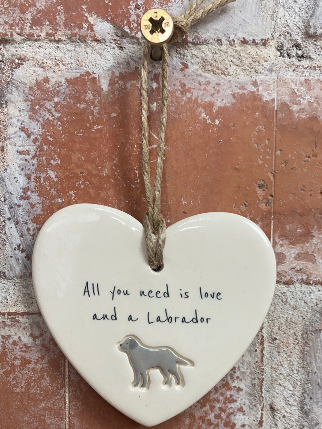 Labrador Ceramic Heart Ornament