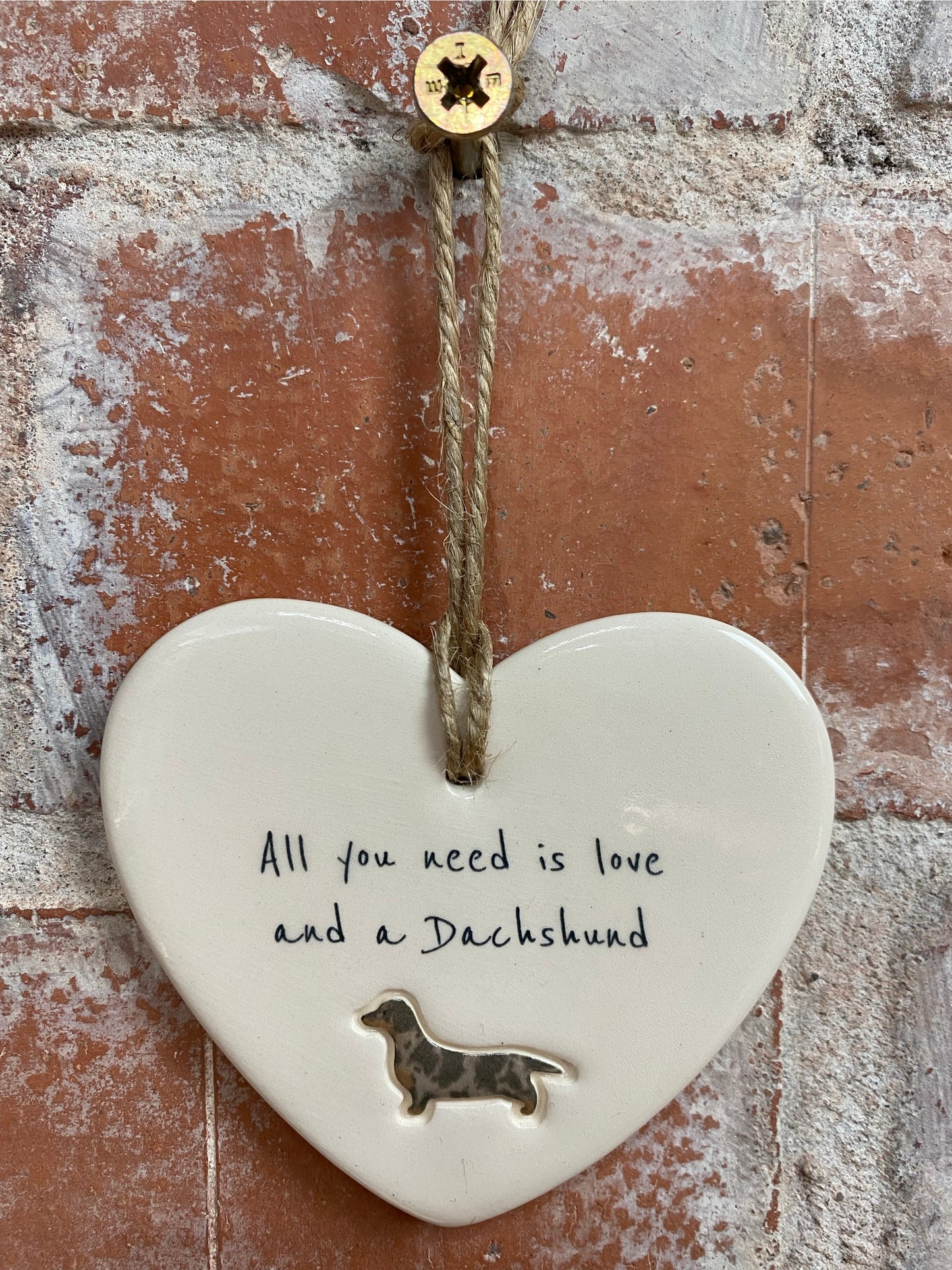 Dachshund Ceramic Heart Ornament
