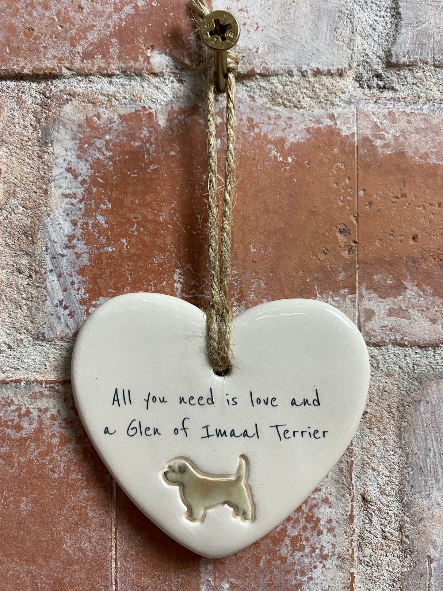 Glen of Imaal Terrier Ceramic Heart Ornament