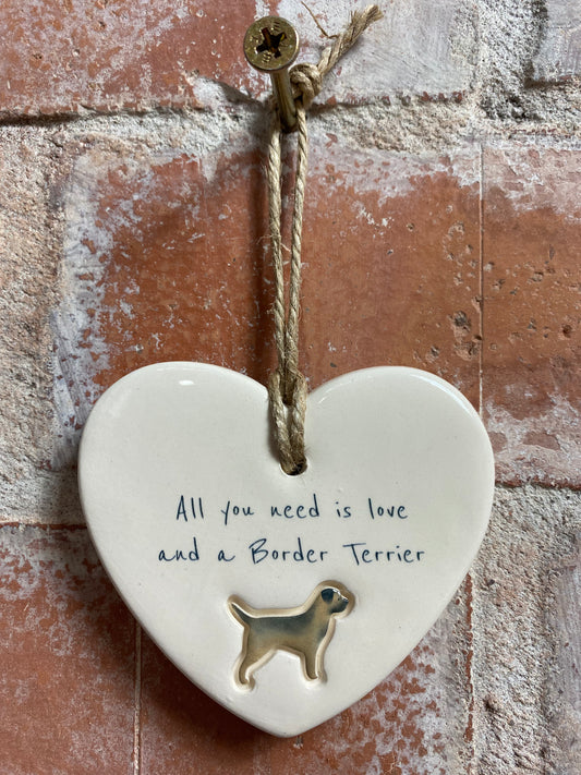 Border Terrier Ceramic Heart Ornament
