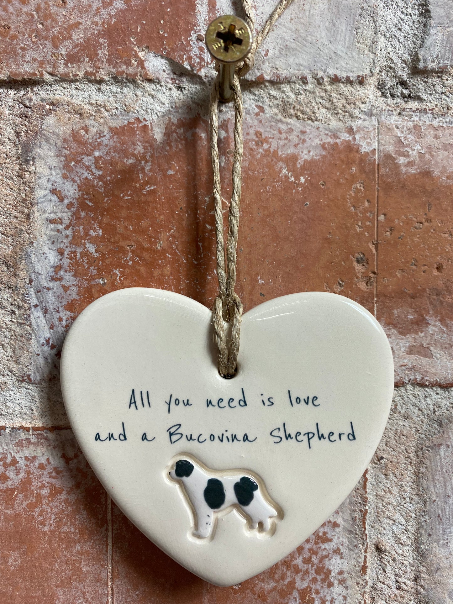 Bucovina Shepherd Ceramic Heart Ornament
