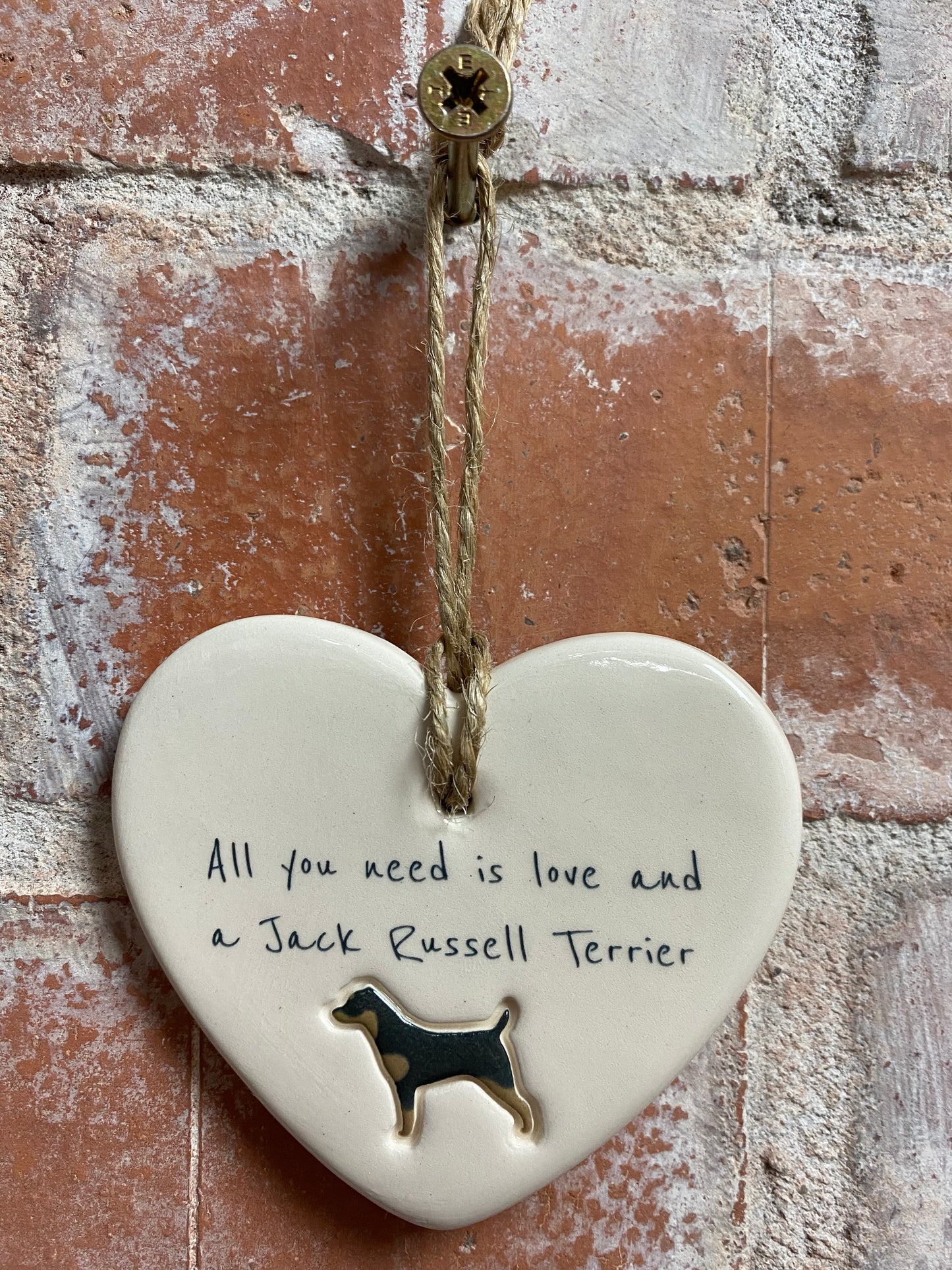 Jack Russell Terrier Ceramic Heart Ornament
