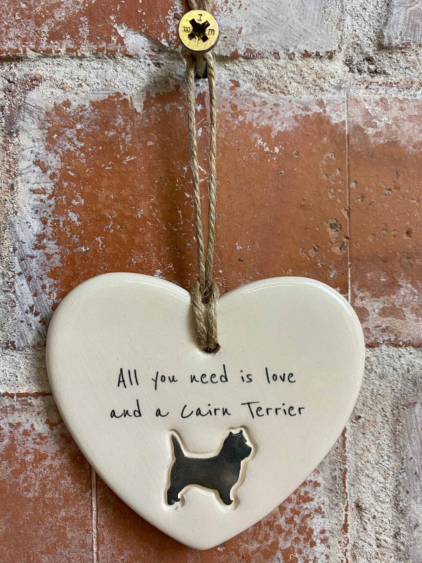 Cairn Terrier Ceramic Heart Ornament