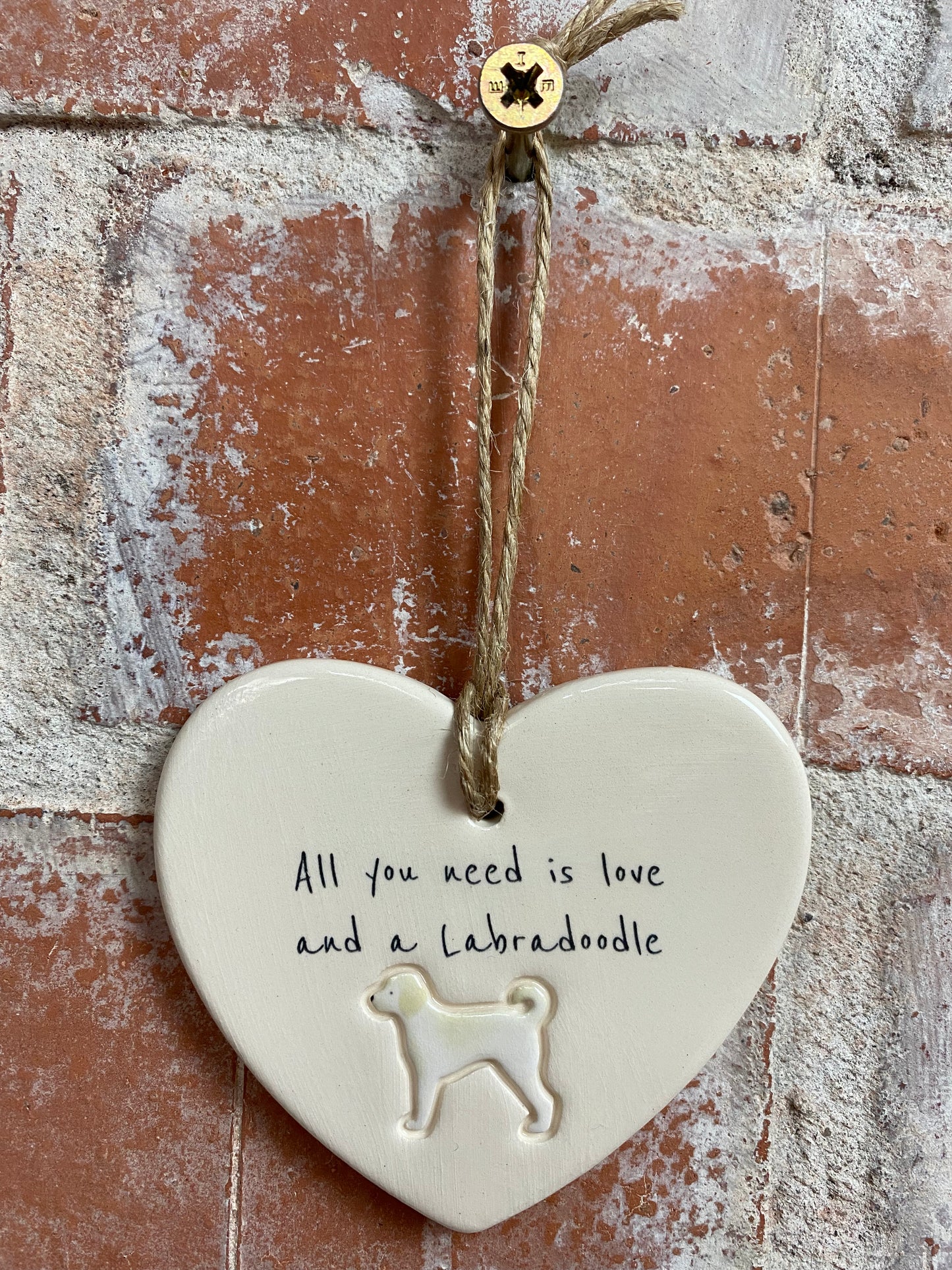 Labradoodle Ceramic Heart Ornament