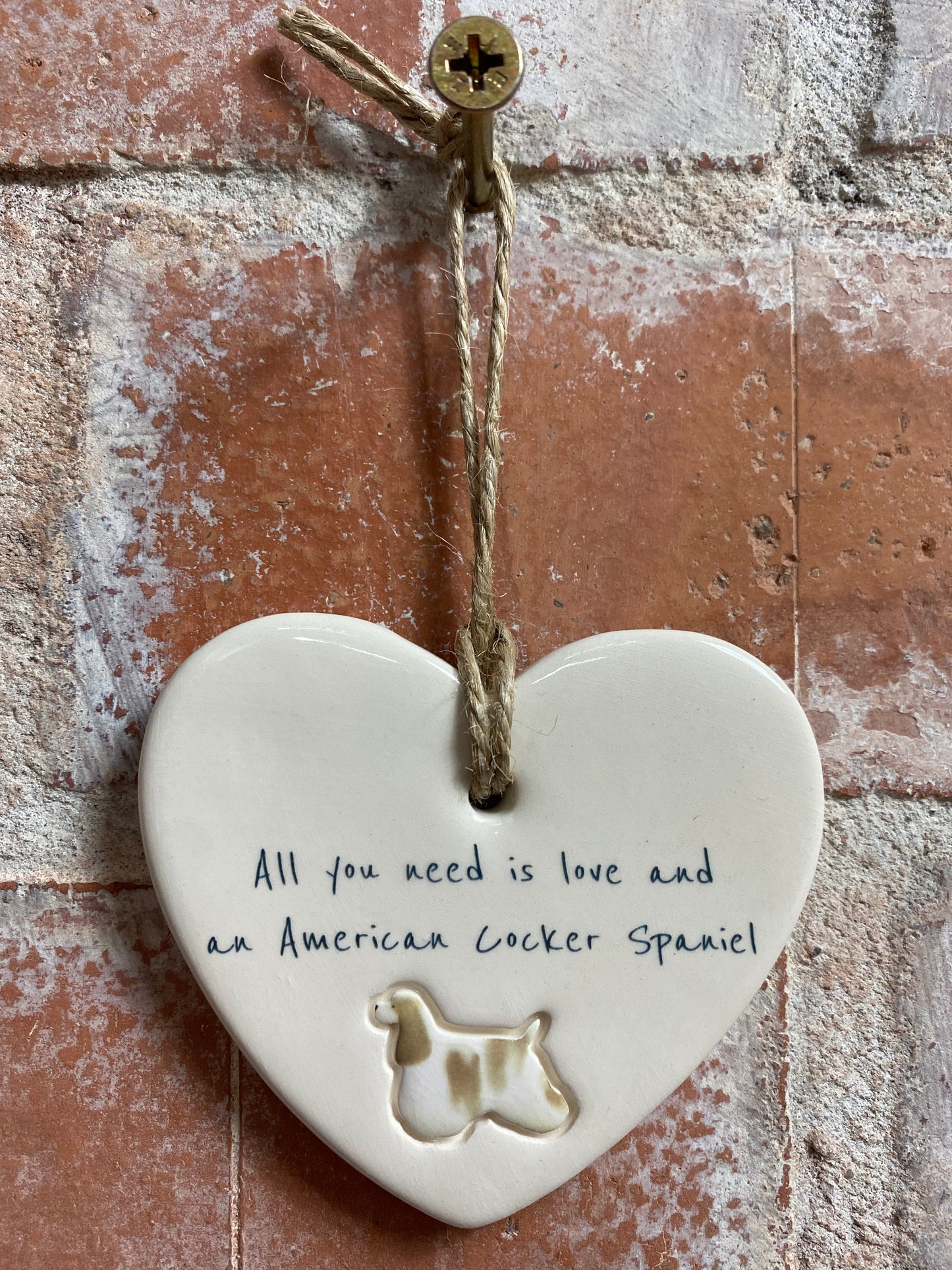 American Cocker Spaniel Ceramic Heart Ornament