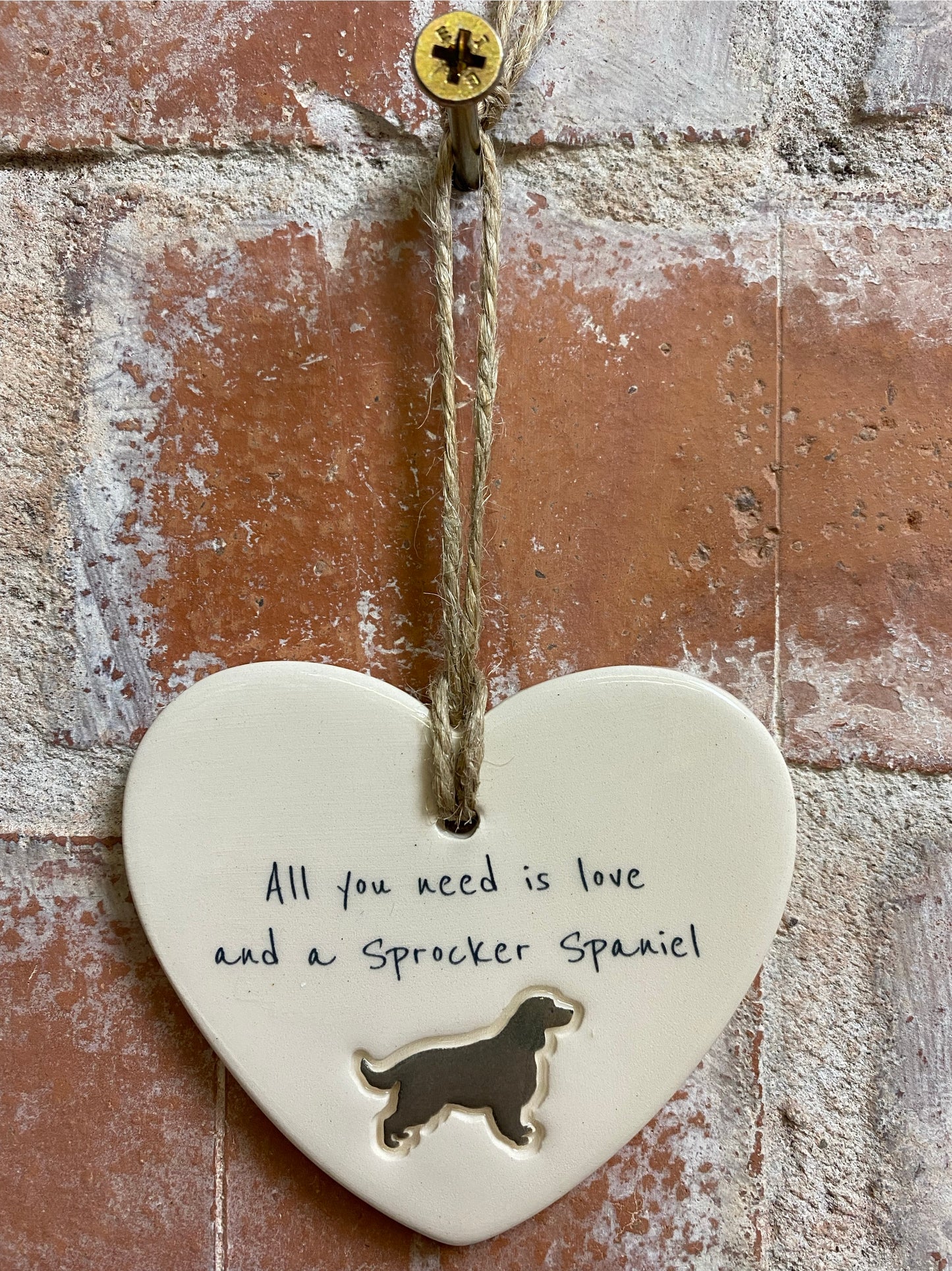 Sprocker Spaniel Ceramic Heart Ornament