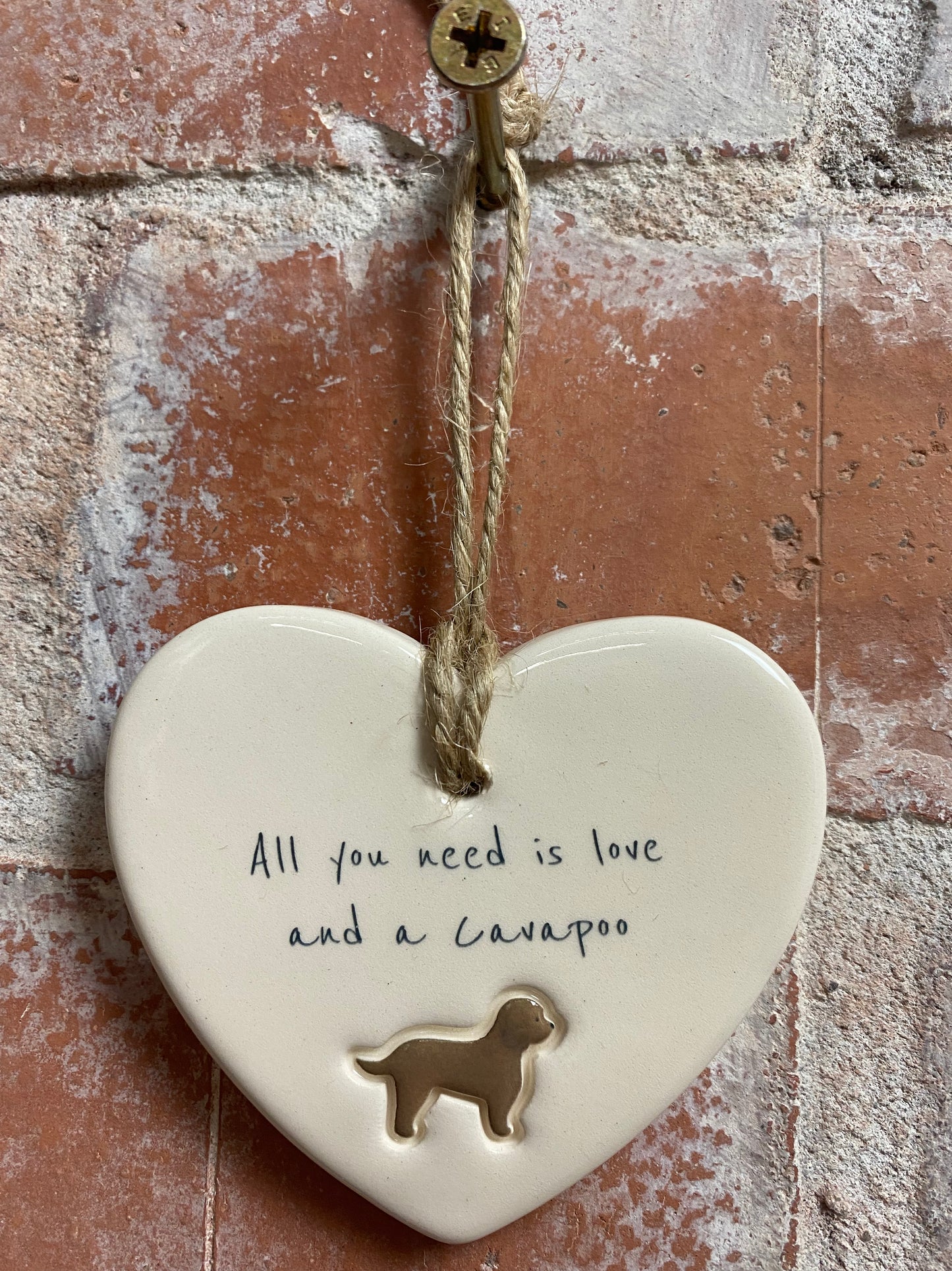 Cavapoo Ceramic Heart Ornament