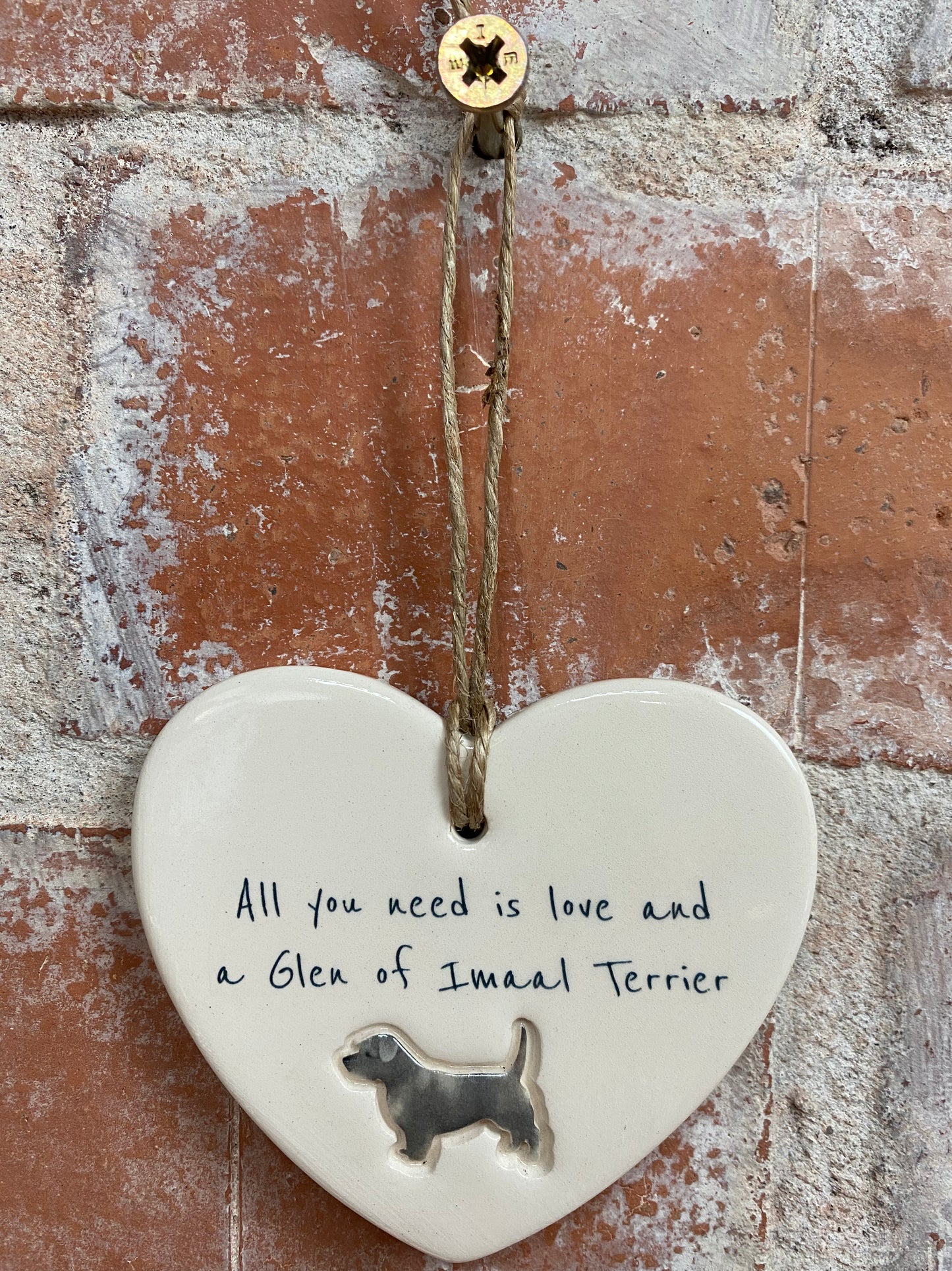 Glen of Imaal Terrier Ceramic Heart Ornament
