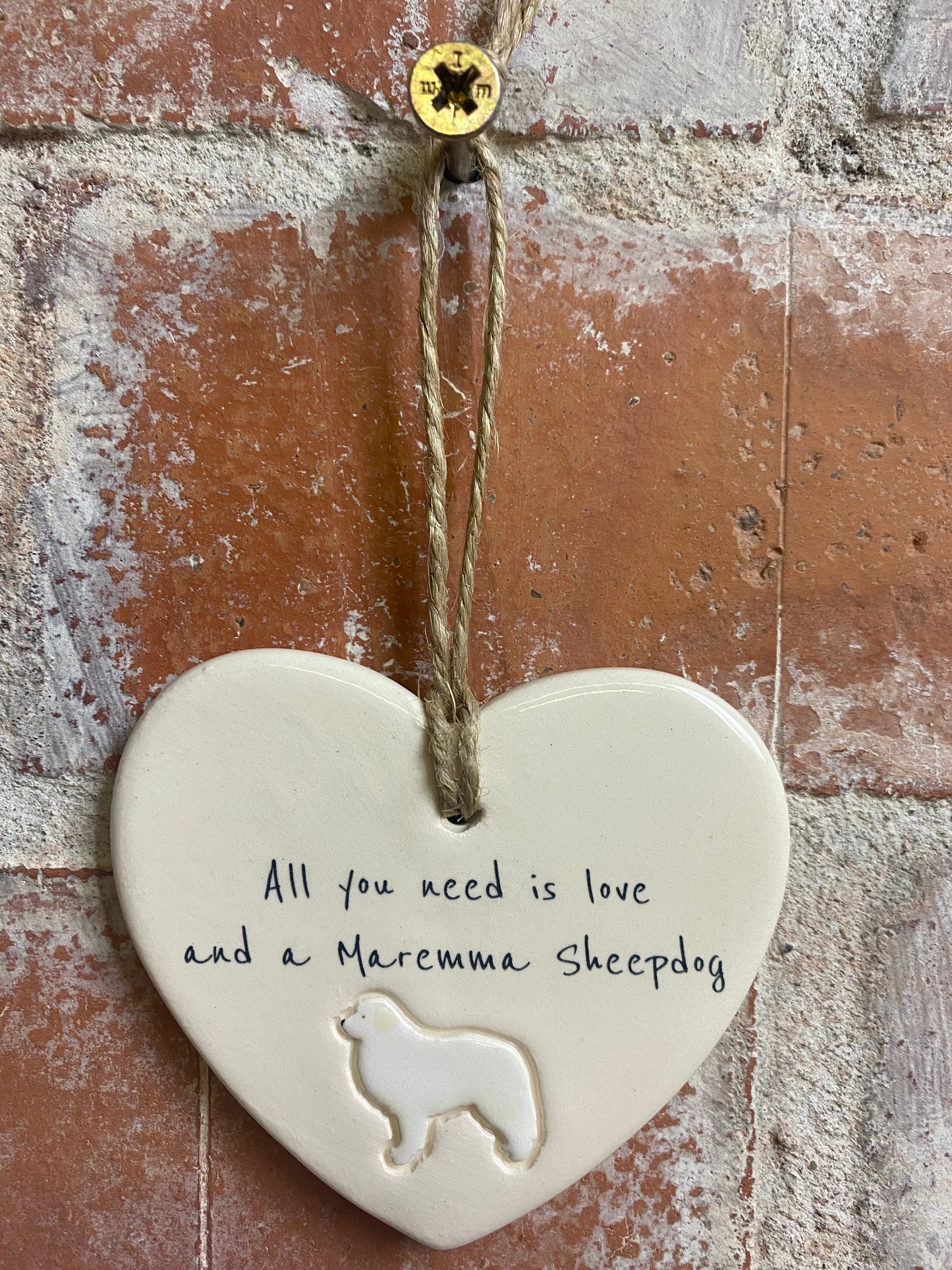 Maremma Sheepdog Ceramic Heart Ornament