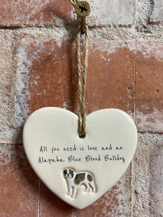 Alapaha Blue Blood Bulldog Ceramic Heart Ornament