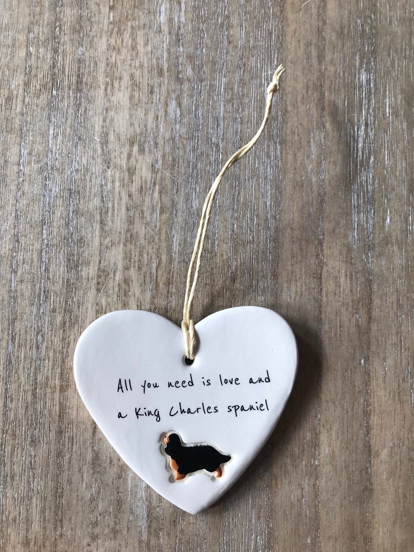 King Charles Spaniel Ceramic Heart Ornament